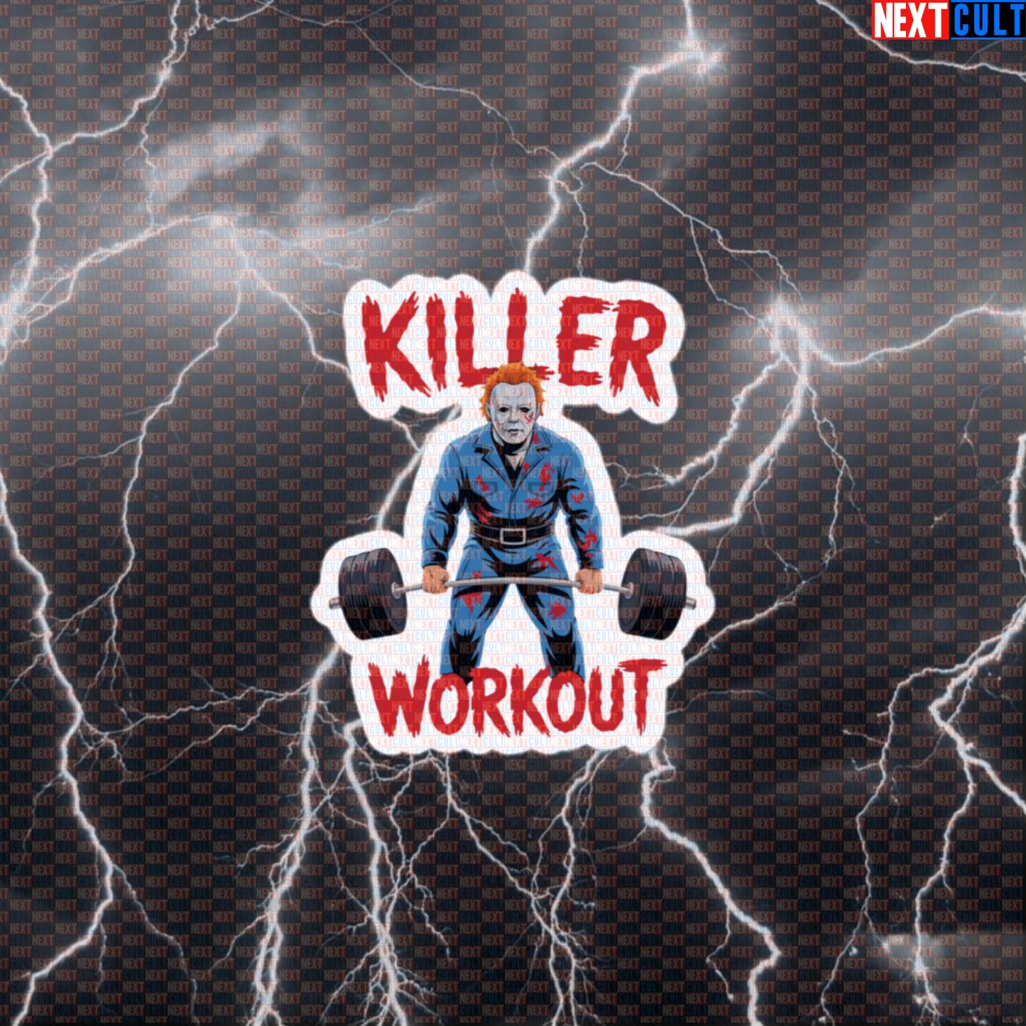 Killer Workout Horror Gym Sticker | Scary Halloween Fitness Meme Decal | Funny Workout Sticker Default Title Bodybuilding Films Fitness Gym Halloween Powerlifting Workout Next Cult Brand