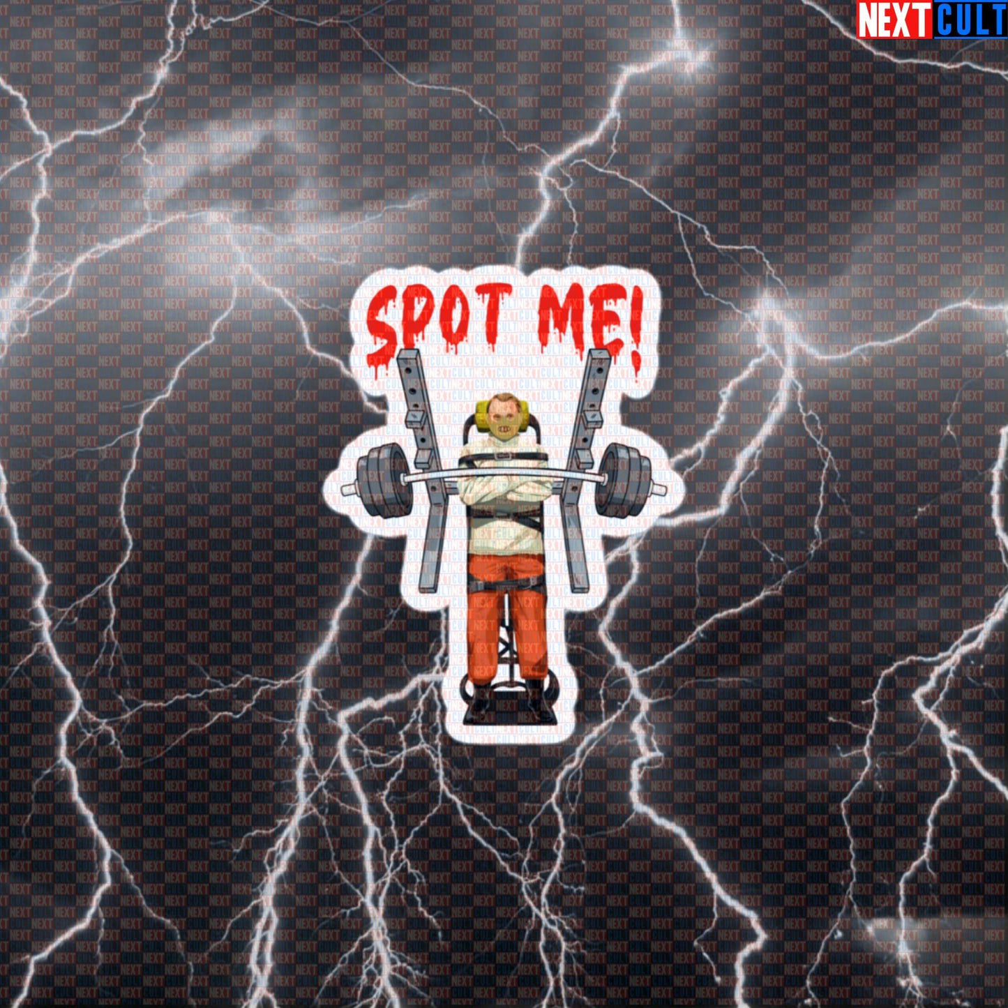 Spot Me Horror Gym Sticker | Funny Scary Workout Decal For Water Bottles | Hannibal Lecter Meme Default Title Bodybuilding Films Fitness Gym Halloween Powerlifting Workout Next Cult Brand