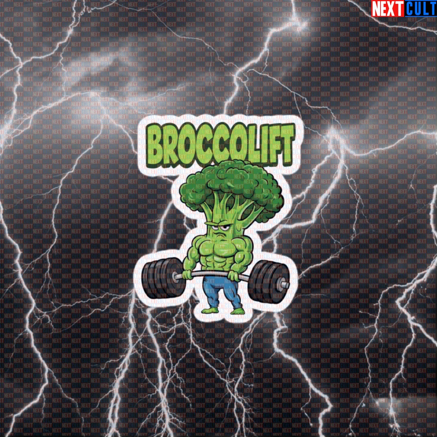 Broccolift Funny Gym Sticker | Eat Broccoli Lift Fitness Decal For Water Bottles & Gym Gear | Workout Meme Default Title Stickers Bodybuilding Fast Food Fitness Gym Leg Day Powerlifting Workout Next Cult Brand