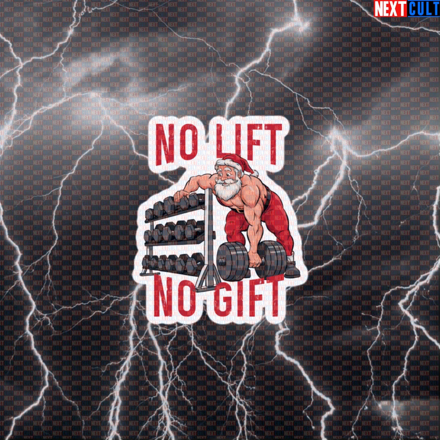No Lift No Gift Gym Sticker | Funny Christmas Workout Decal for Water Bottles & Gym Gear | Liftmas Meme Sticker Default Title Bodybuilding Christmas Fitness Gym Workout Next Cult Brand