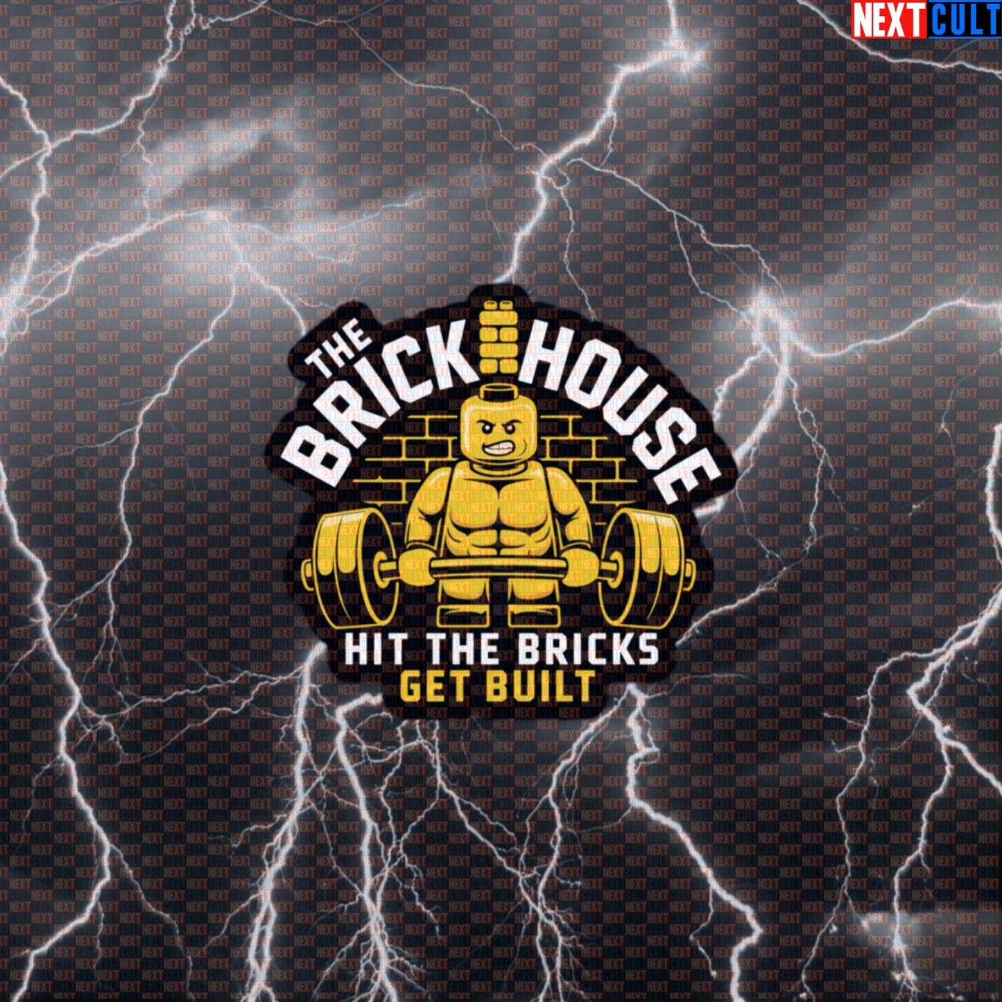 The Brick House Gym Sticker | Get Built Workout Decal for Water Bottles & Gym Gear | LEGO Bodybuilding Meme Default Title Stickers Bodybuilding Fitness Gym LEGO Powerlifting Workout Next Cult Brand