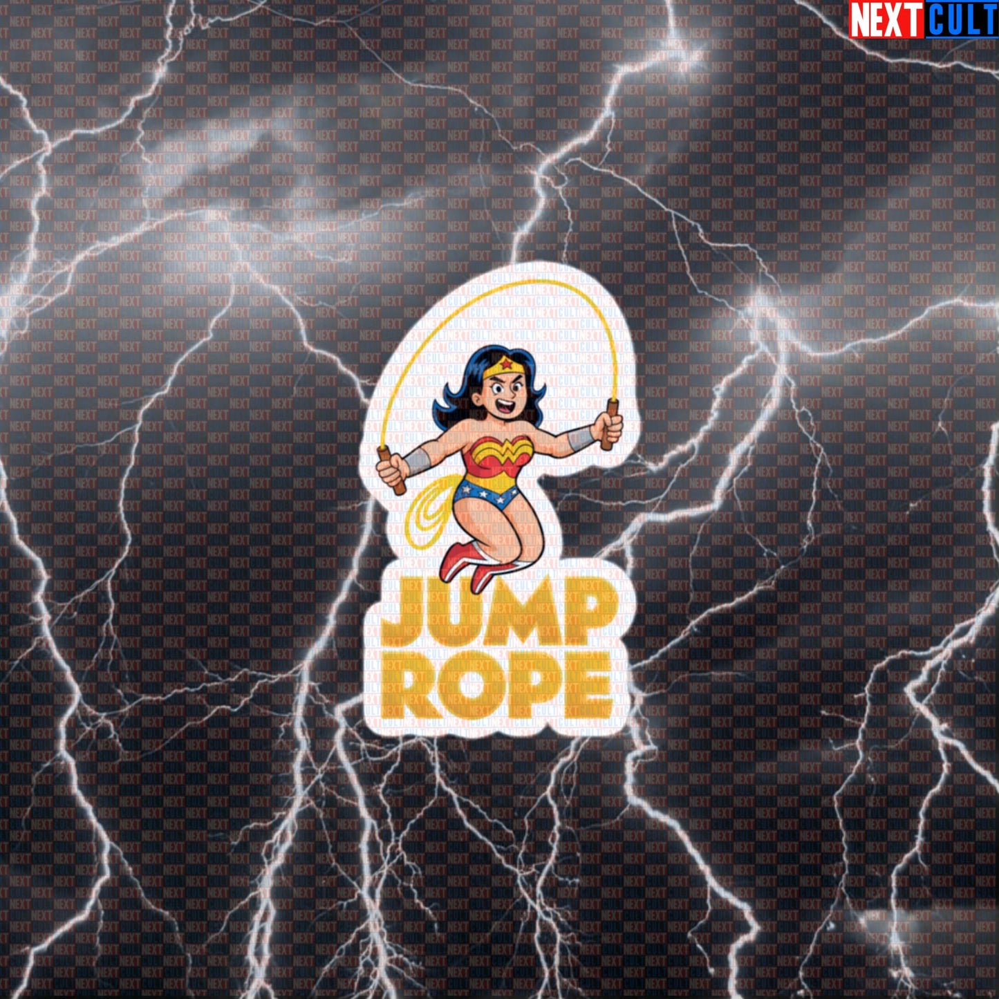 Jump Rope Wonder Woman Funny Gym Sticker | Superhero Cardio Workout Decal Default Title Stickers Cardio Films Fitness Gym Justice League Superheroes Wonder Woman Workout Next Cult Brand