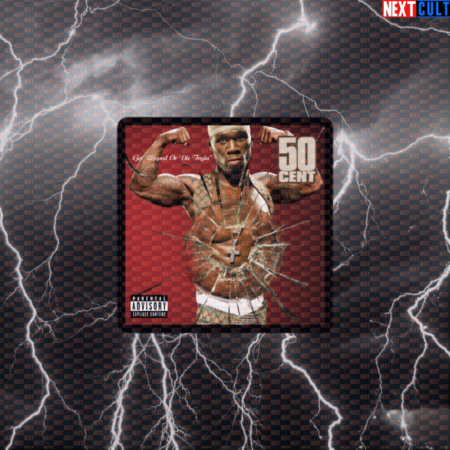 Get Ripped Or Die Tryin' Gym Meme Sticker | 50 Cent Album Parody Workout Decal Default Title Stickers 50 Cent Bodybuilding Fitness Gym Hip Hop Workout Next Cult Brand