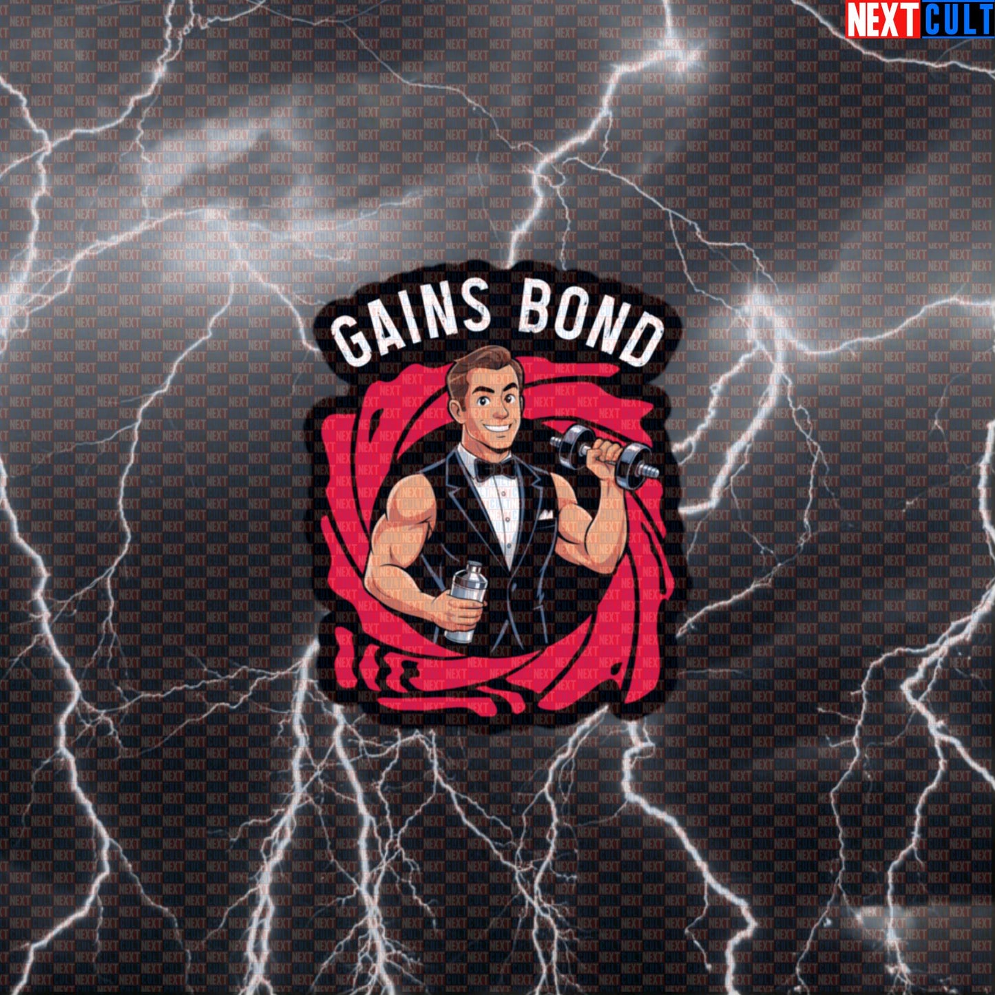 Gains Bond Gym Sticker | Secret Agent Workout Decal for Water Bottles & Gym Equipment | Fitness Meme Default Title Stickers Bodybuilding Films Fitness Gym Workout Next Cult Brand