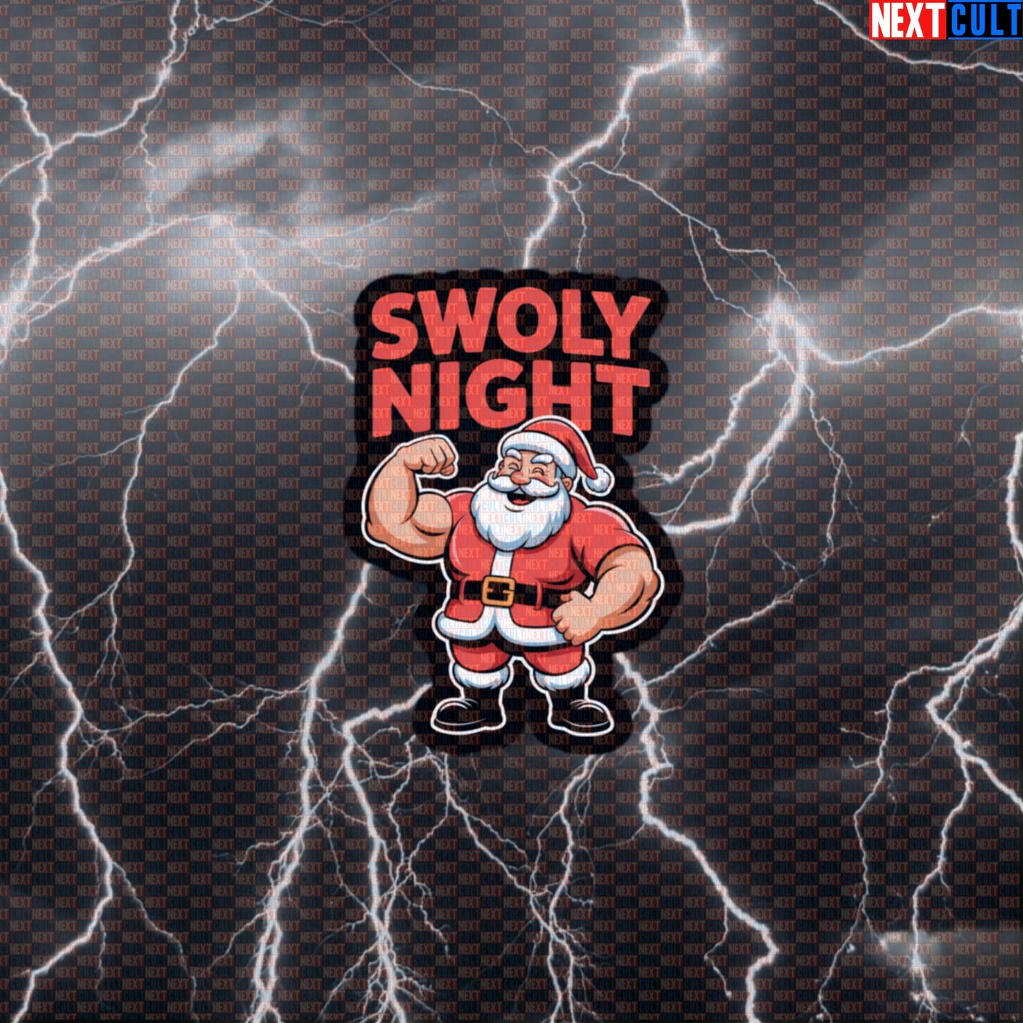 Swoly Night Gym Sticker | Swole Santa Christmas Workout Decal | Funny Fitness Meme Sticker Default Title Bodybuilding Christmas Fitness Gym Workout Next Cult Brand
