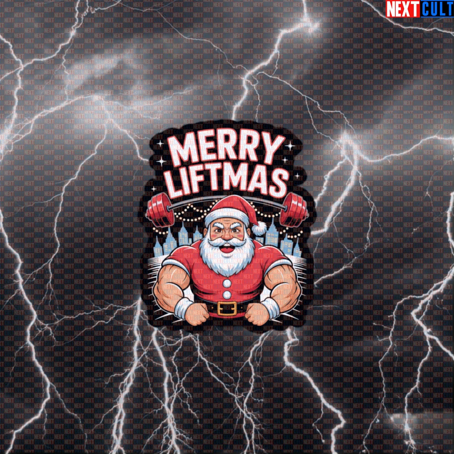 Merry Liftmas Gym Sticker | Santa Claus Workout Decal for Water Bottles | Festive Fitness Meme Sticker Default Title Bodybuilding Christmas Fitness Gym Powerlifting Workout Next Cult Brand