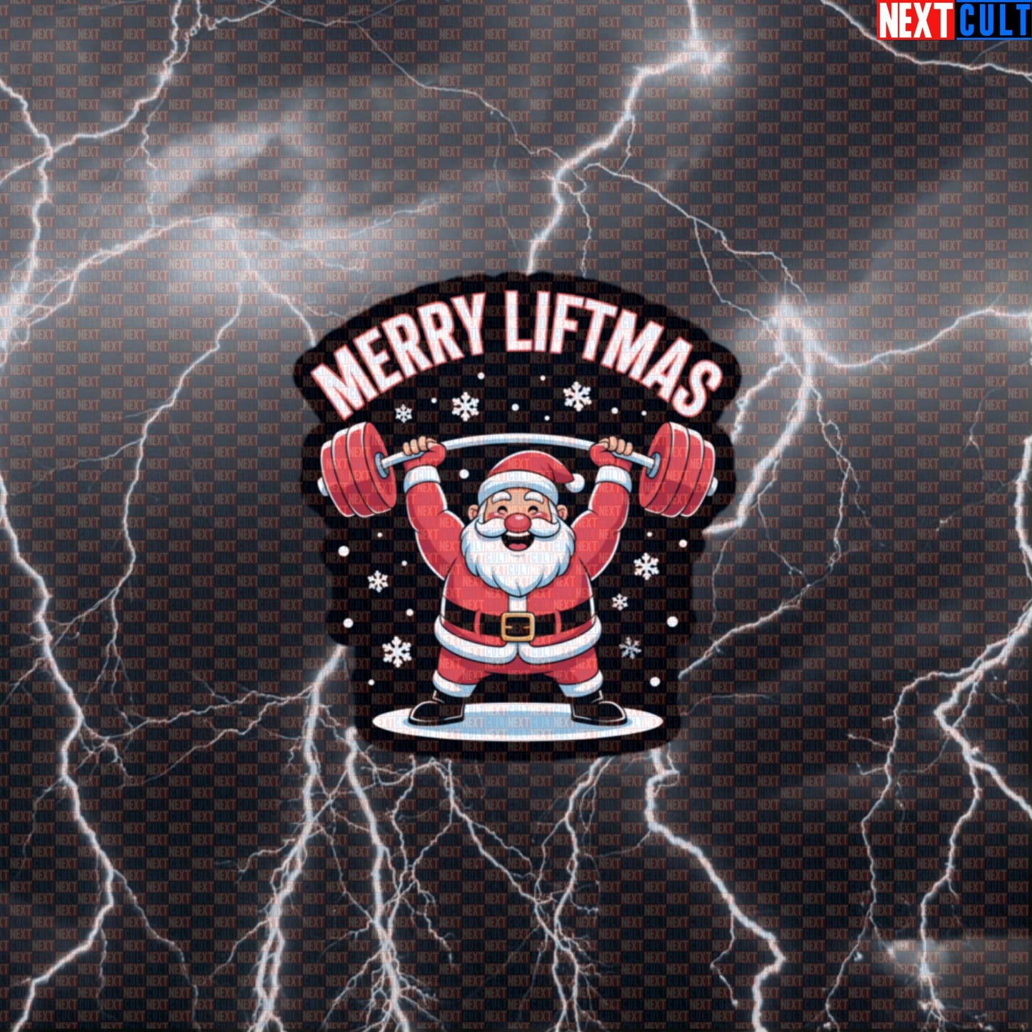 Merry Liftmas Gym Sticker | Funny Santa Barbell Christmas Workout Decal | Festive Fitness Meme Sticker Default Title Bodybuilding Christmas Fitness Gym Powerlifting Workout Next Cult Brand