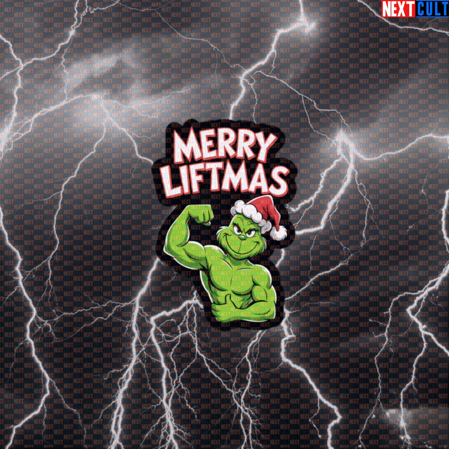 Merry Liftmas Grinch Gym Sticker | Funny Christmas Workout Decal | Festive Fitness Meme Sticker Default Title Bodybuilding Christmas Films Fitness Gym Powerlifting Workout Next Cult Brand
