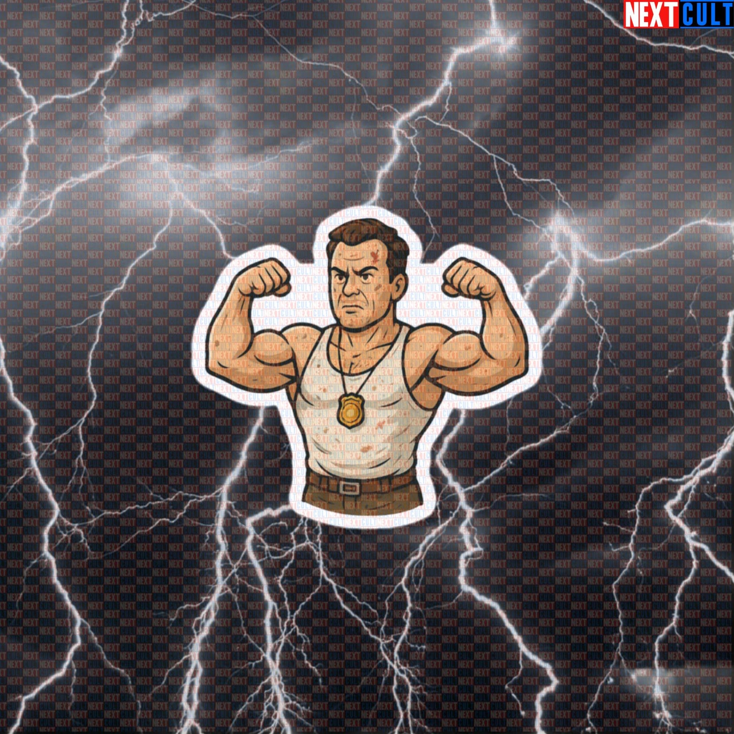 Die Hard Lift Harder Gym Sticker | Funny Workout Decal for Water Bottles & Gym Gear Default Title Bodybuilding Christmas Films Fitness Gym Powerlifting Workout Next Cult Brand