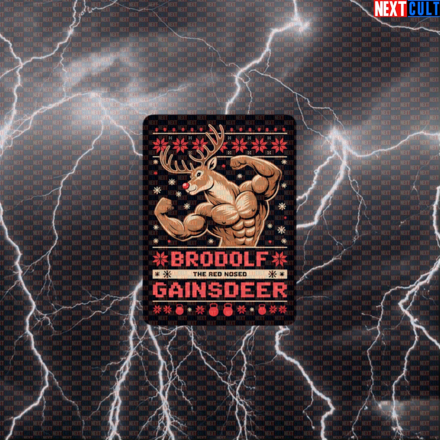 Brodolf Gainsdeer Funny Gym Sticker | Christmas Workout Meme Decal | Festive Fitness Sticker Default Title Stickers Bodybuilding Christmas Fitness Gym Workout Next Cult Brand