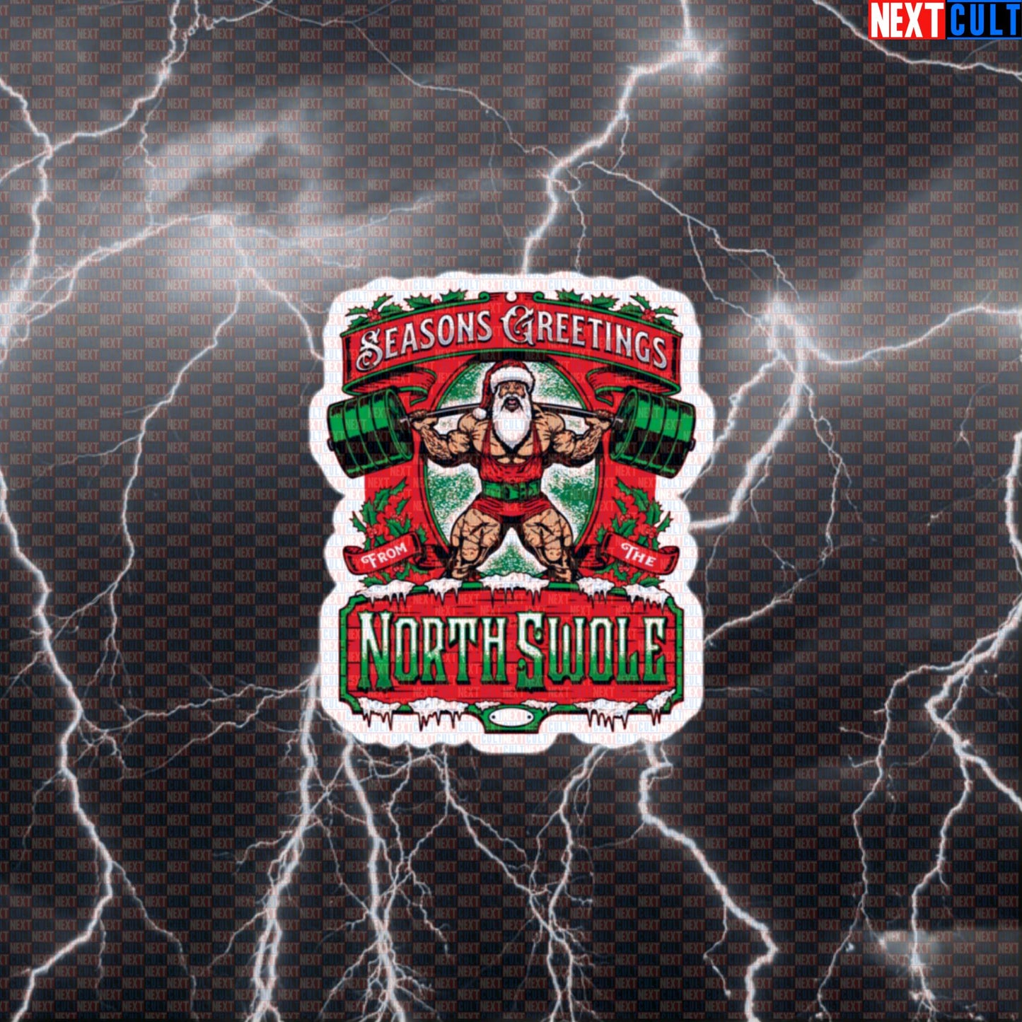 Funny Christmas Gym Sticker - Buff Santa Claus Workout Decal for Water Bottles & Gym Lockers Default Title Stickers Bodybuilding Christmas Fitness Gym Leg Day Powerlifting Workout Next Cult Brand