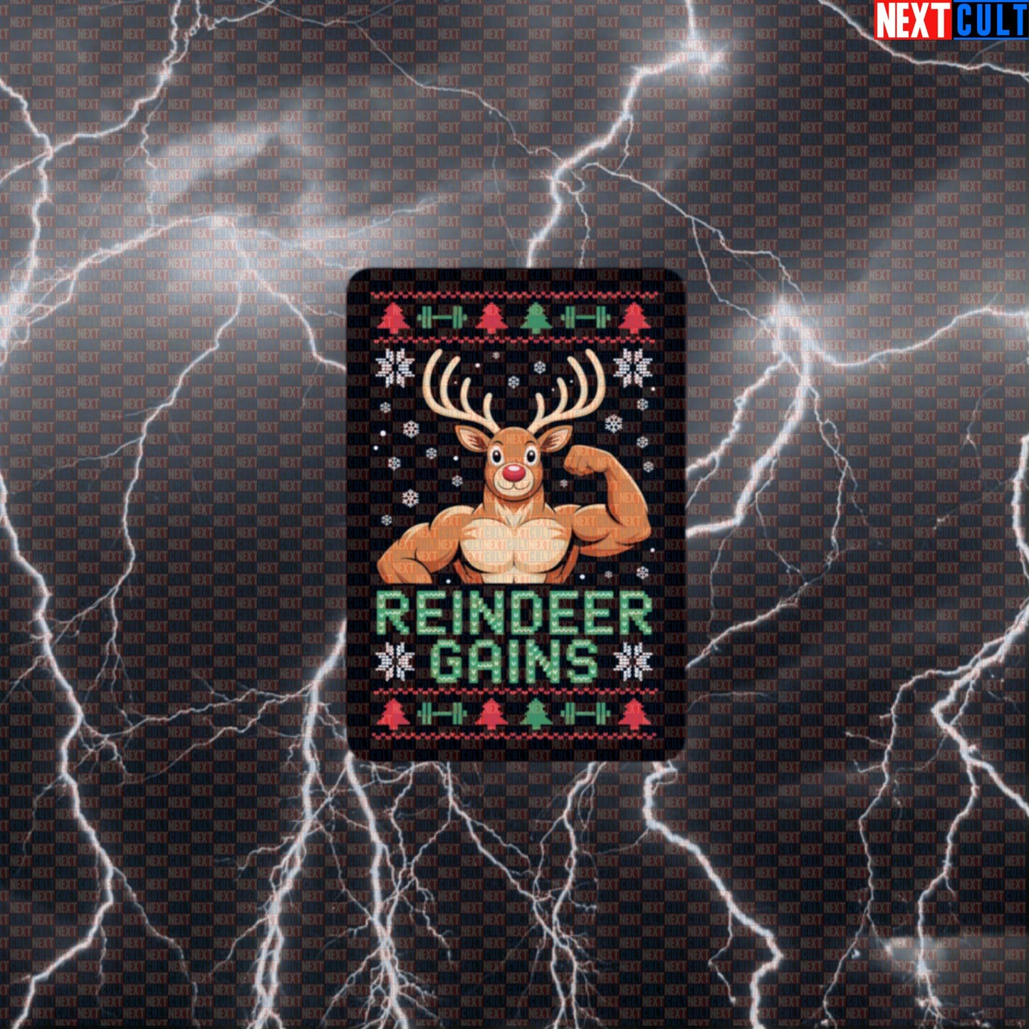 Reindeer Gains Funny Christmas Gym Sticker - Festive Fitmas Workout Decal for Water Bottles & Gym Lockers Default Title Stickers Bodybuilding Christmas Fitness Gym Workout Next Cult Brand