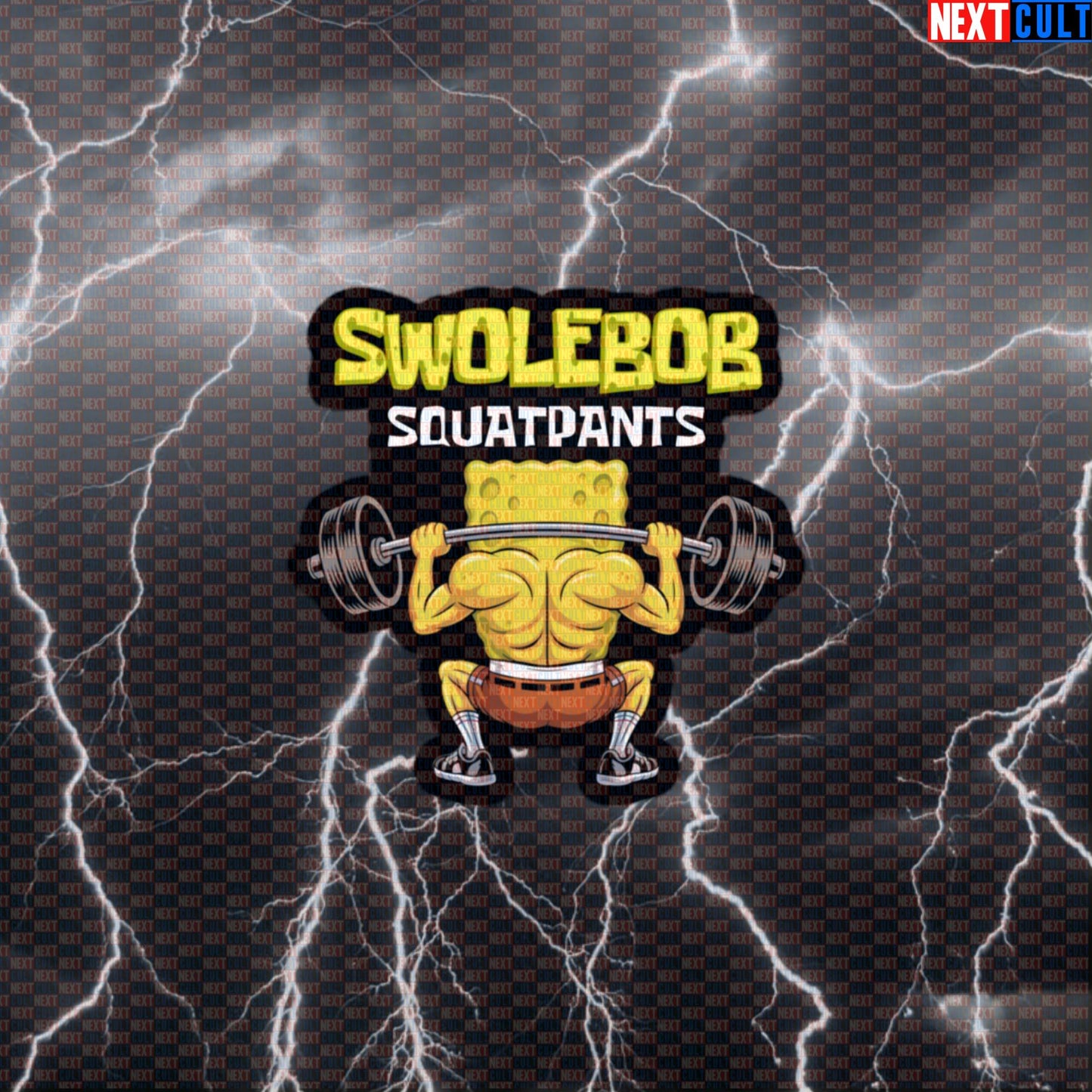 Swolebob Squatpants Gym Sticker | Funny SpongeBob Leg Day Meme Workout Decal | Fitness Sticker Default Title Bodybuilding Fitness Gym Leg Day Powerlifting SpongeBob TV Workout Next Cult Brand