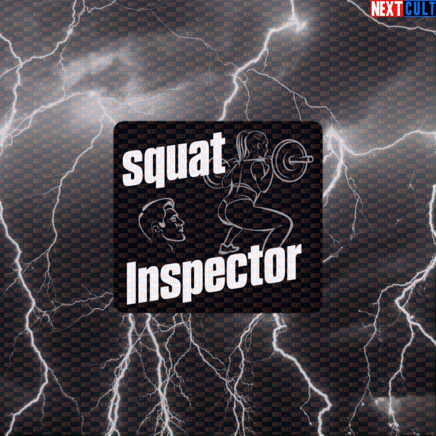 Squat Inspector Gym Sticker | Edgy Leg Day Meme Workout Decal | Booty Gains Observer Sticker Default Title Bodybuilding Fitness Gym Leg Day Powerlifting Workout Next Cult Brand