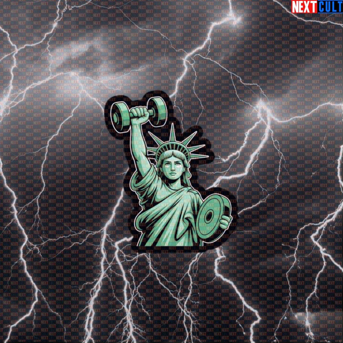 Statue of Liberty Gym Sticker | Funny Freedom Gains Workout Decal | American Pride Fitness Sticker Default Title 4th of July Bodybuilding Fitness Gym Powerlifting Statue of Liberty Workout Next Cult Brand