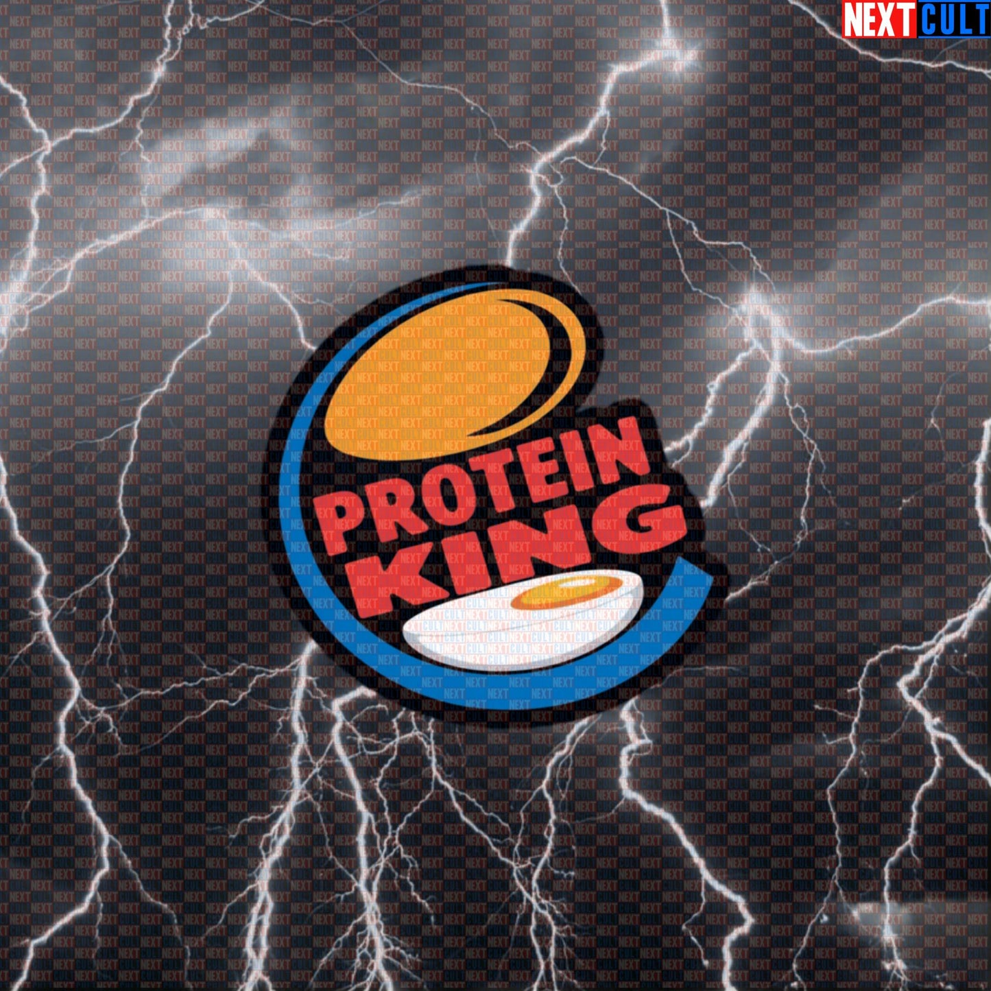Protein King Gym Sticker | Funny Burger King Parody Workout Decal | Easter Egg Meme Sticker Default Title Bodybuilding Easter Fast Food Fitness Gym Workout Next Cult Brand