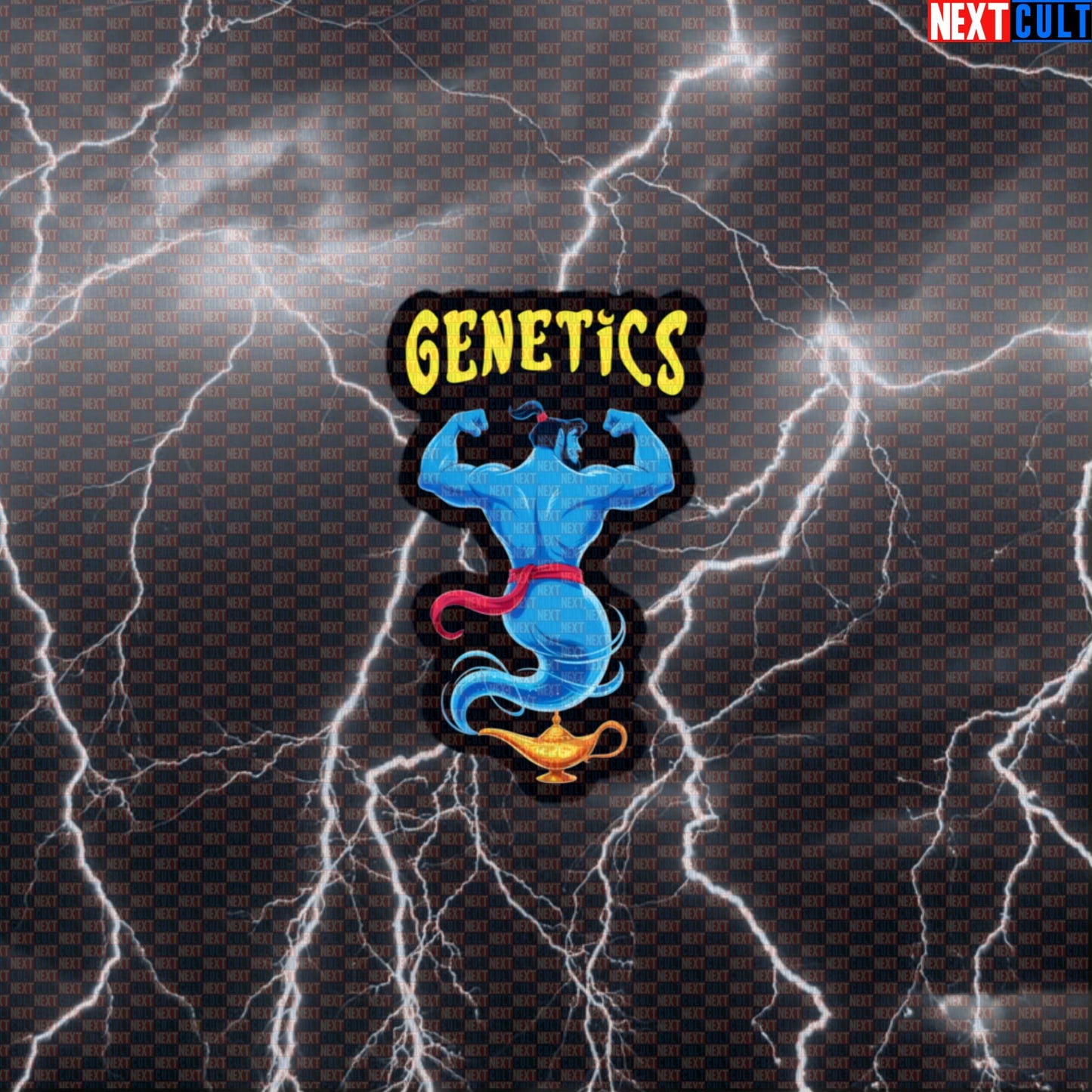 Genetics Genie Gym Sticker | Funny Wish For Gains Workout Decal | Bodybuilding Meme Sticker Default Title Bodybuilding Films Fitness Gym Workout Next Cult Brand