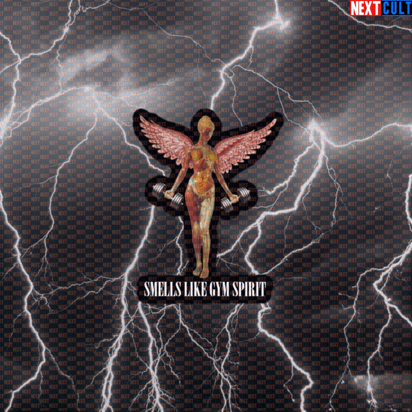 Smells Like Gym Spirit Parody Sticker | Nirvana In Utero Gym Angel Funny Workout Decal Default Title Bodybuilding Fitness Gym Nirvana Rock Music Workout Next Cult Brand