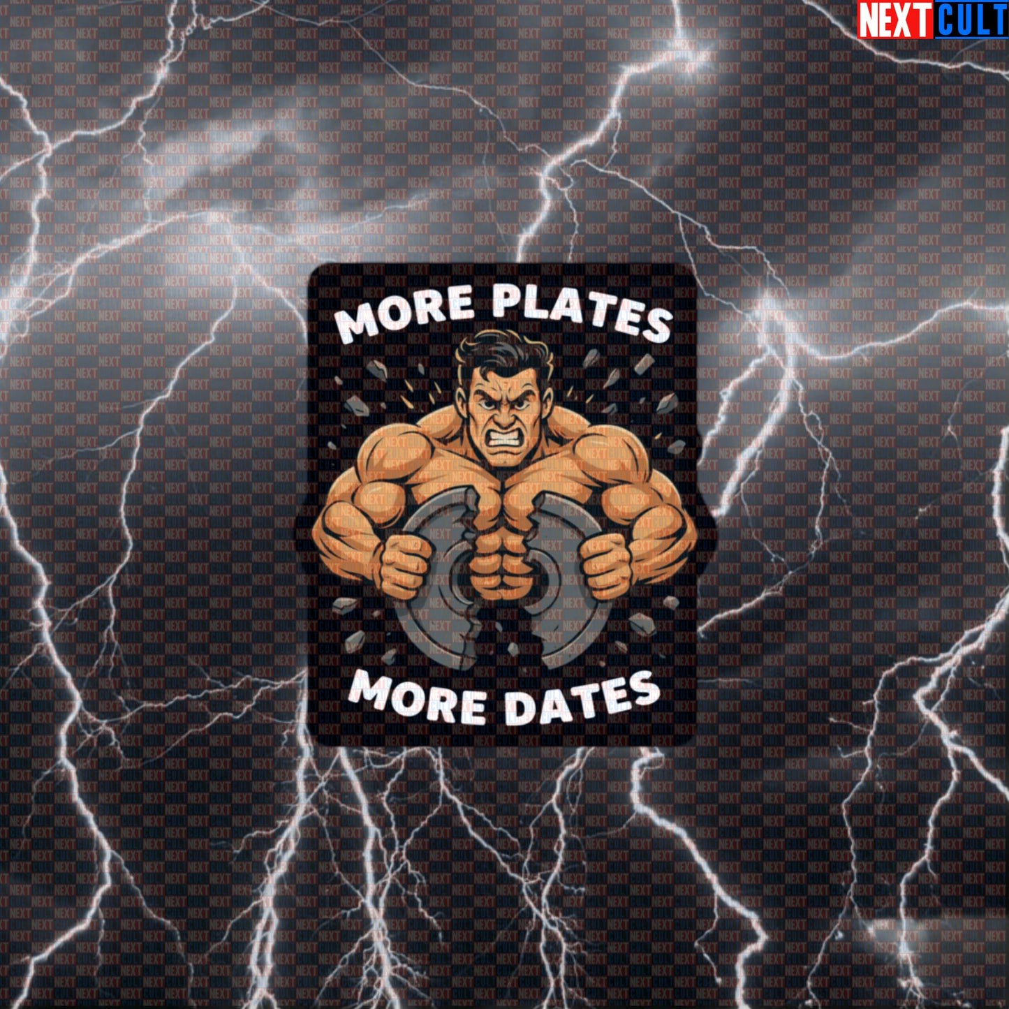 More Plates More Dates Gym Meme Sticker | Funny Weightlifting Decal for Lifters Default Title Bodybuilding Fitness Gym Powerlifting Workout Next Cult Brand
