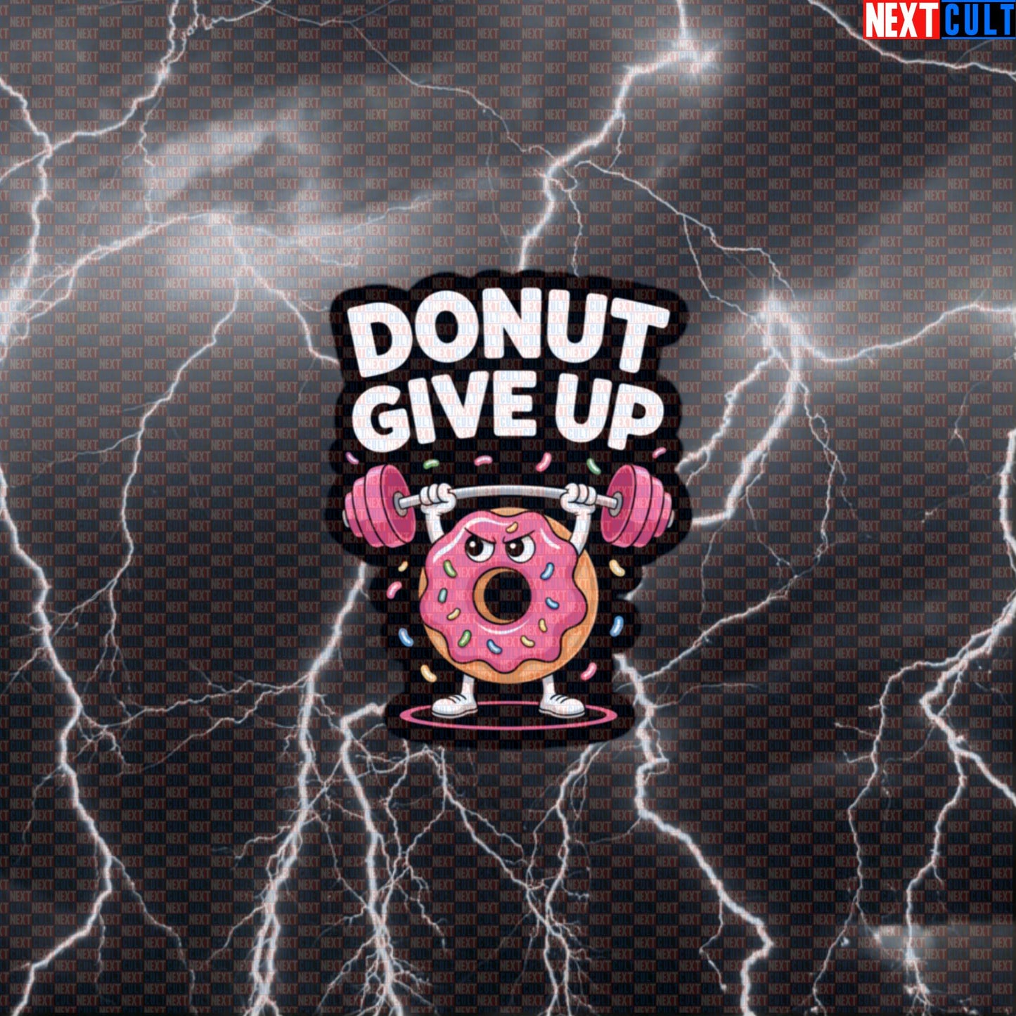Donut Give Up Funny Gym Sticker - Punny Workout Motivation Decal for Water Bottles Default Title Bulking Donuts Fast Food Fitness Gym Powerlifting Workout Next Cult Brand
