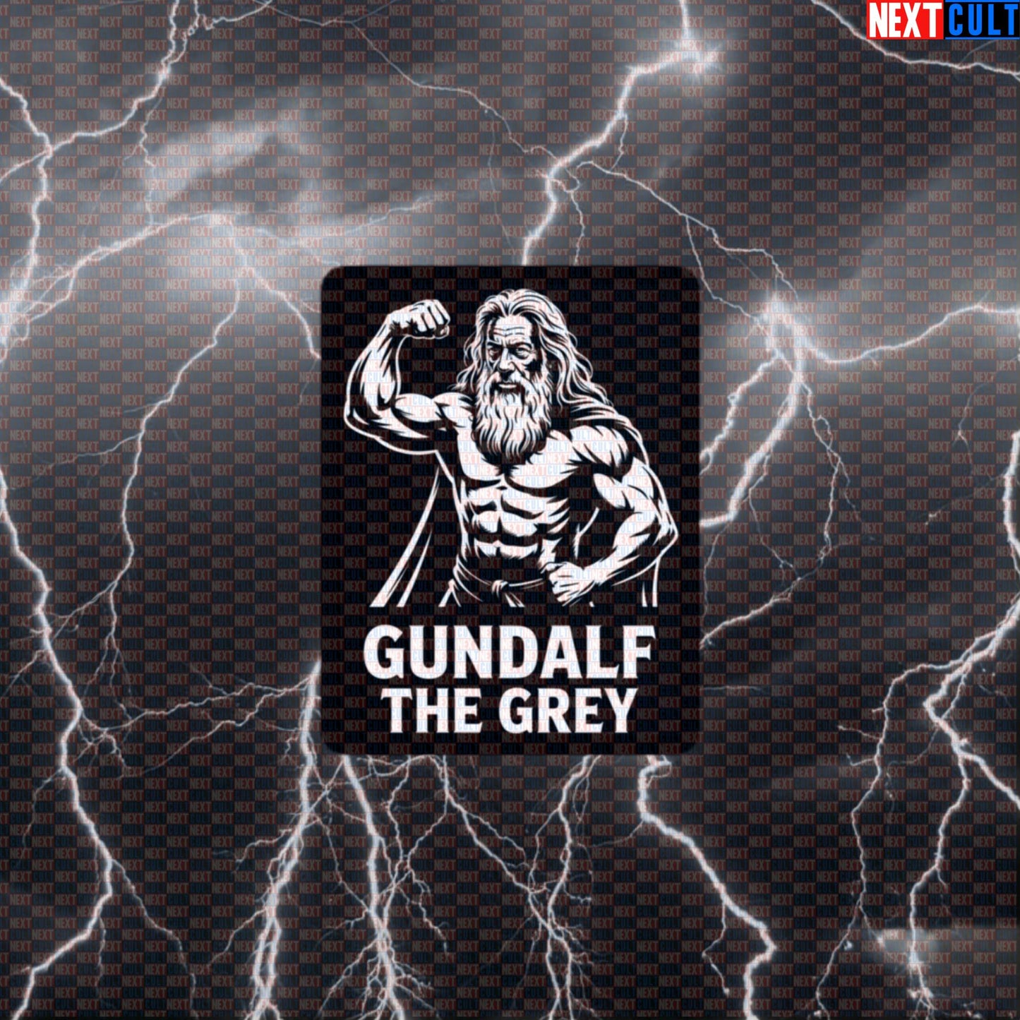 Gundalf The Grey Big Guns Funny Gym Sticker - Lord Of The Rings Meme Decal for Gym Gear Default Title Bodybuilding Books Films Fitness Gandalf Gym Lord of the Rings Workout Next Cult Brand