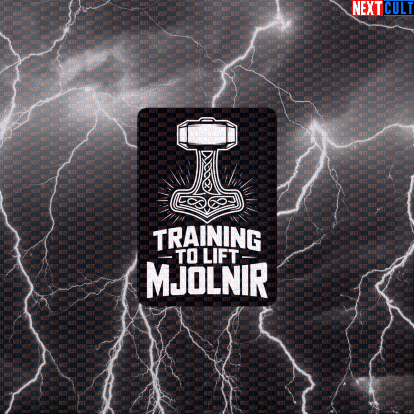 Training To Lift Mjolnir Funny Gym Sticker - Viking Powerlifting Meme Decal for Gym Gear Default Title Fitness Gym Vikings Workout Next Cult Brand