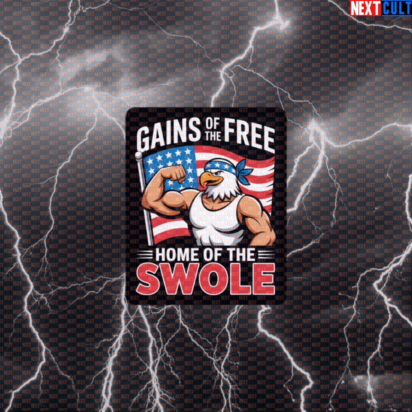 Gains of the Free Home of the Swole Patriotic Gym Sticker - Funny 4th of July Workout Decal Default Title Stickers 4th of July Bodybuilding Fitness Gym Workout Next Cult Brand