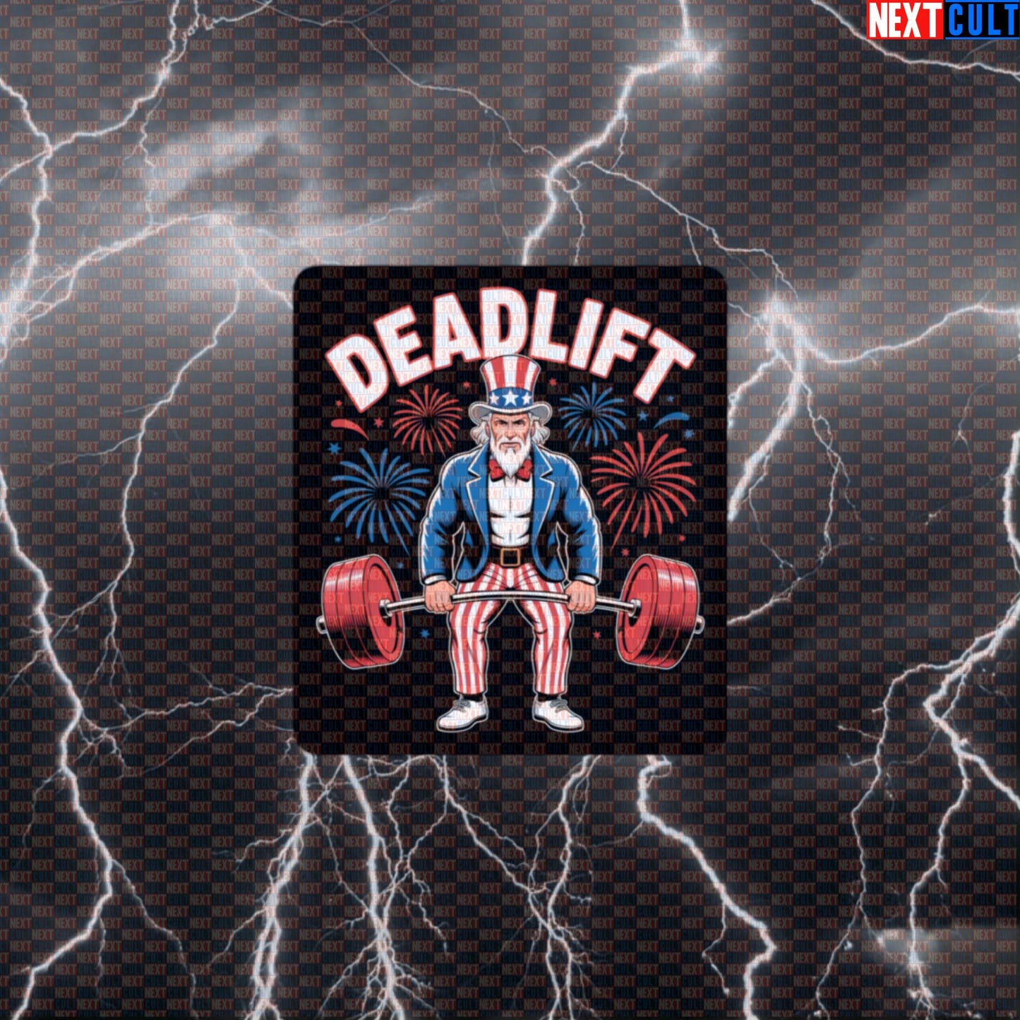 Uncle Sam Deadlift Patriotic Funny Gym Sticker - 4th of July Workout Meme Decal for Water Bottles Default Title 4th of July Bodybuilding Fitness Gym Leg Day Powerlifting Uncle Sam Workout Next Cult Brand