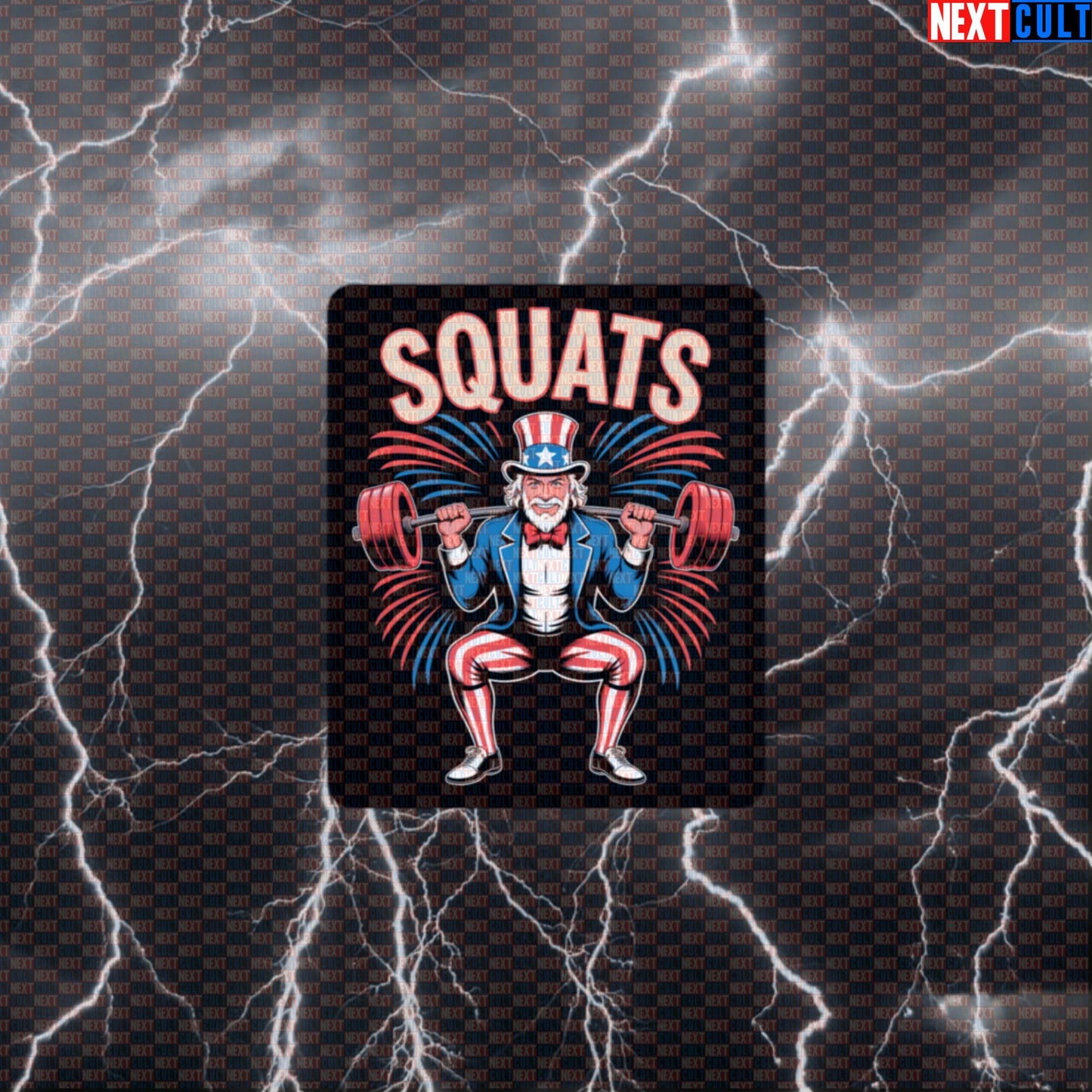 Uncle Sam Squats Funny Patriotic Gym Sticker - USA Meme Decal for Water Bottles & Gym Gear Default Title 4th of July Bodybuilding Fitness Gym Leg Day Powerlifting Uncle Sam Workout Next Cult Brand