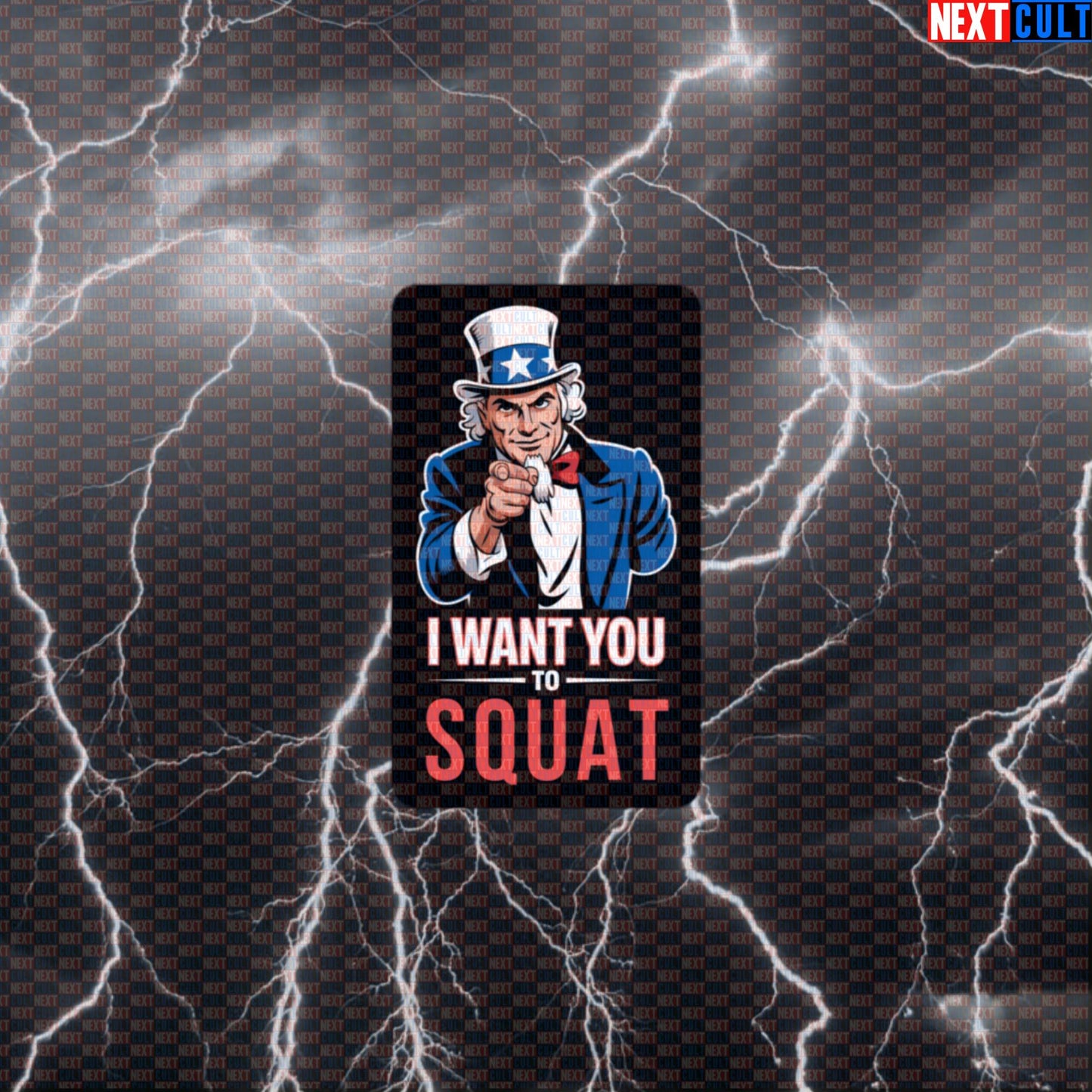I Want You To Squat Uncle Sam Patriotic Sticker - Funny 4th of July Gym Meme Decal for Water Bottles Default Title 4th of July Bodybuilding Fitness Gym Leg Day Powerlifting Uncle Sam Workout Next Cult Brand