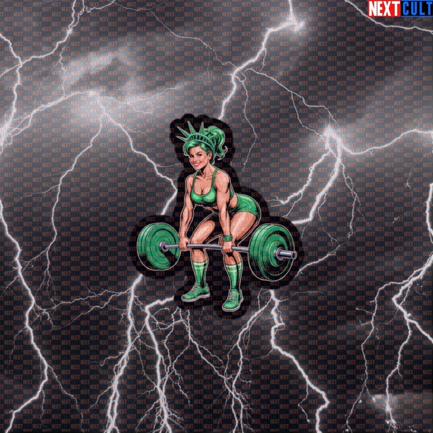 Funny Patriotic Deadlift Gym Sticker - Statue Of Liberty 4th Of July Meme Decal For Lifters Default Title 4th of July Bodybuilding Fitness Gym Leg Day Powerlifting Statue of Liberty Workout Next Cult Brand