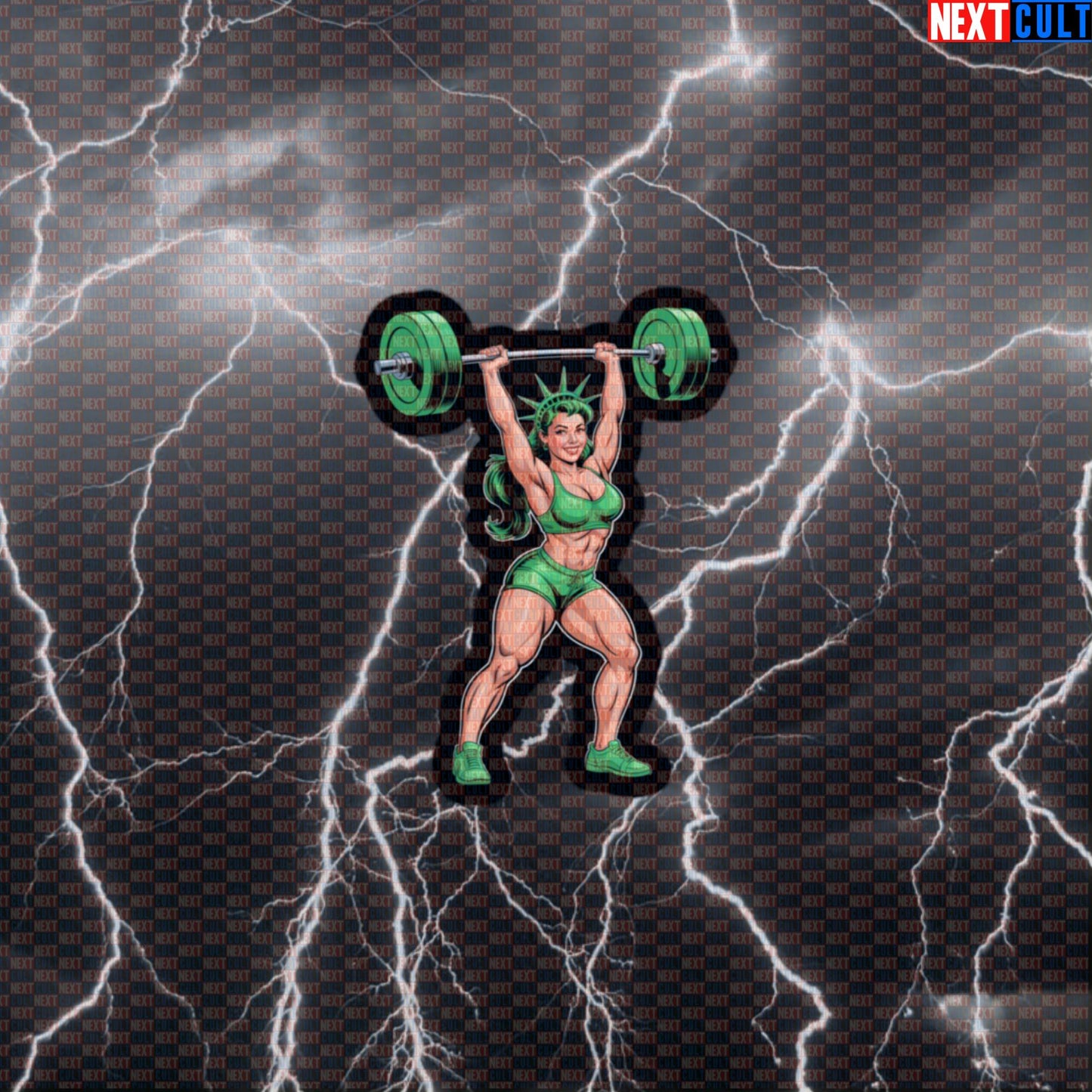 Funny Patriotic Gym Sticker - Clean & Jerk Statue of Liberty Decal For Gym Water Bottles & Gear Default Title 4th of July Fitness Gym Statue of Liberty Workout Next Cult Brand