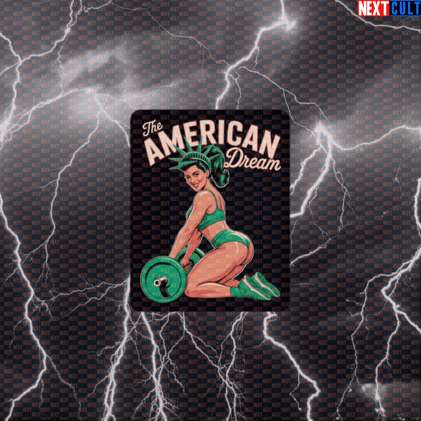 American Dream Lady Funny Gym Sticker - 4th of July Patriotic Statue of Liberty Workout Decal Default Title 4th of July Fitness Gym Leg Day Statue of Liberty Workout Next Cult Brand