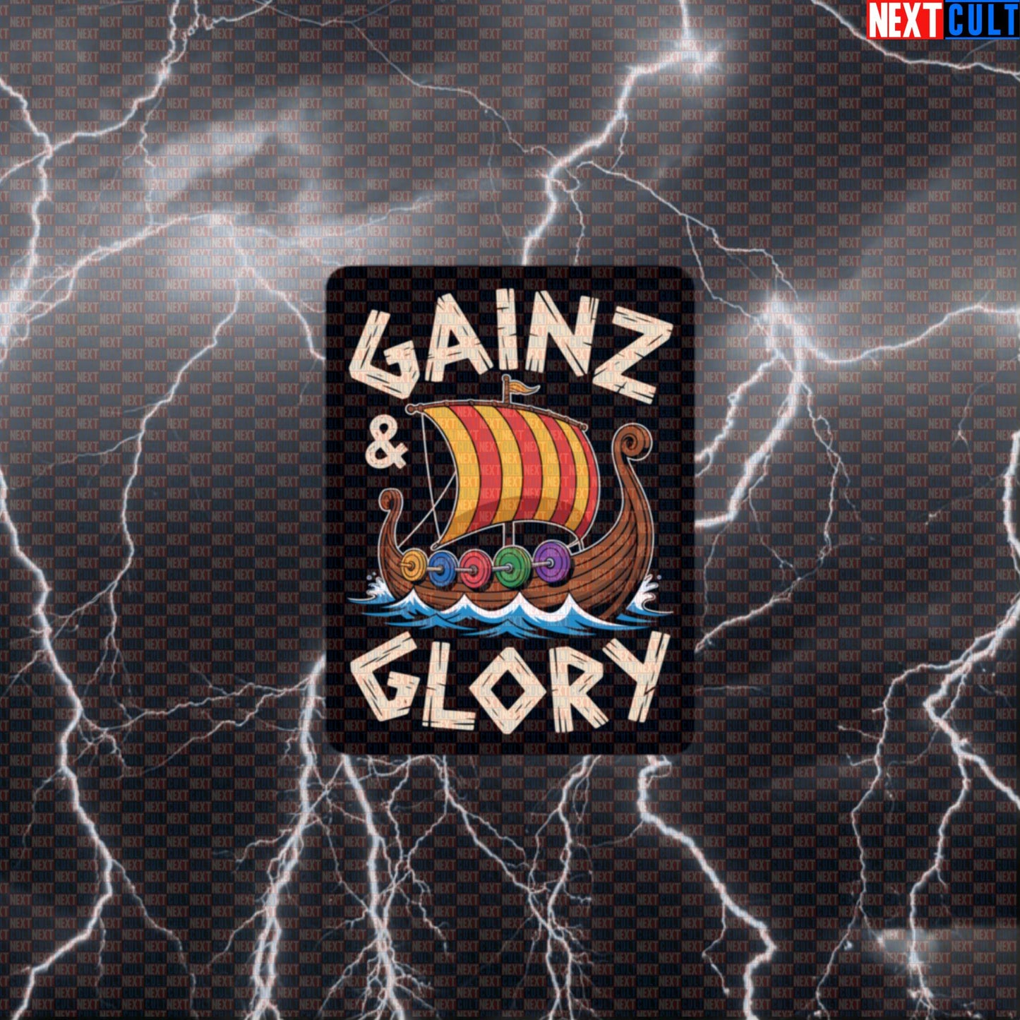 Gainz & Glory Viking Funny Gym Sticker - Norse Workout Meme Decal for Water Bottles & Gear Default Title Bodybuilding Fitness Gym Vikings Workout Next Cult Brand