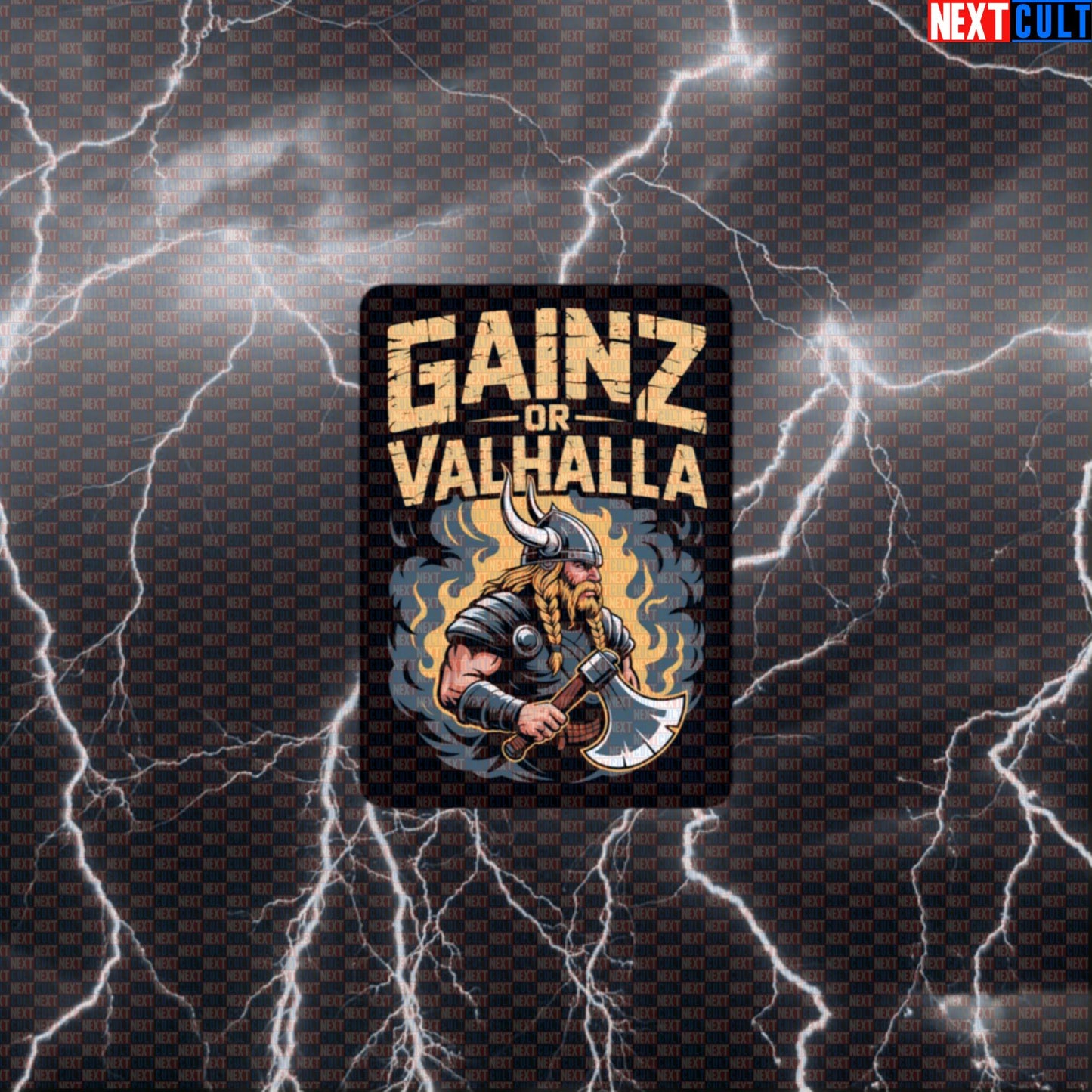 Gainz Or Valhalla Funny Viking Gym Sticker - Norse Workout Meme Decal for Water Bottles & Gym Gear Default Title Stickers Next Cult Brand