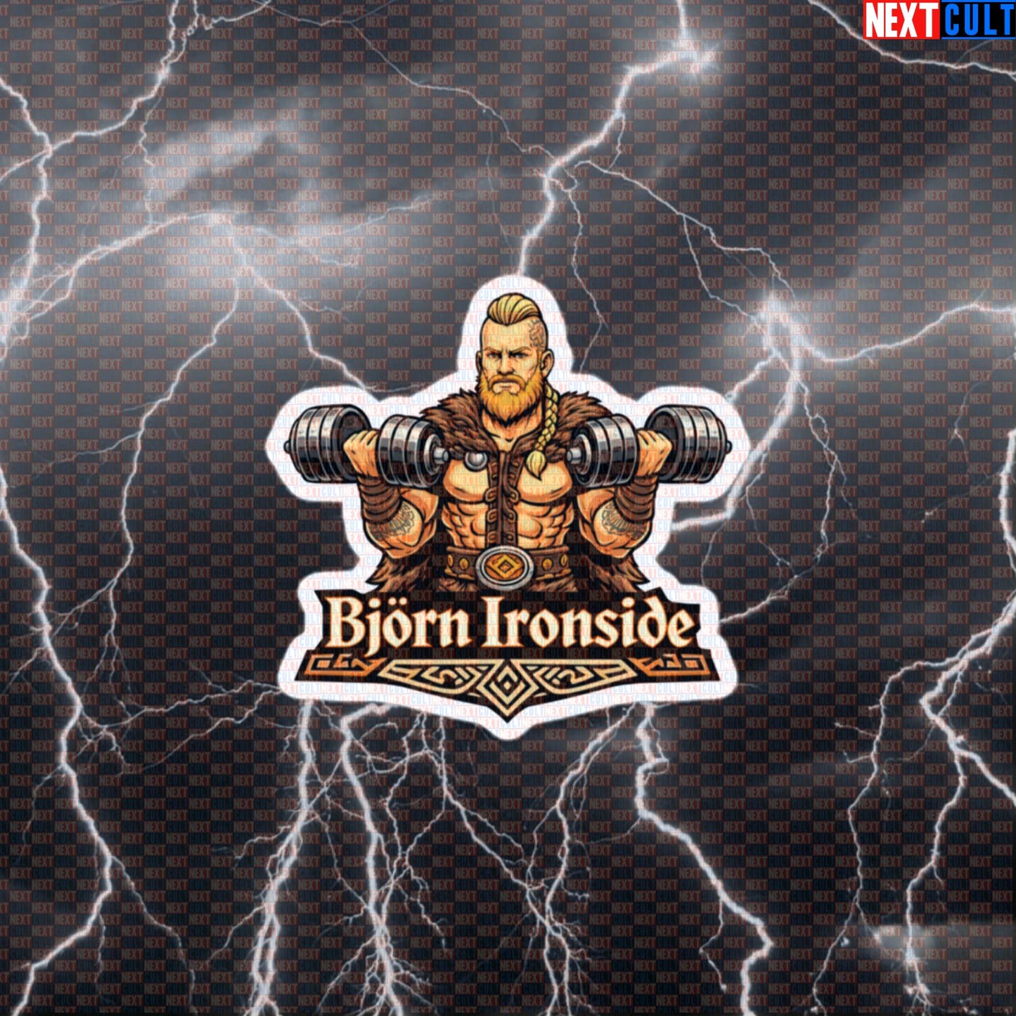 Björn Ironside Gymbro Meme Sticker | Funny Viking Workout Decal for Lifters Default Title Stickers Bodybuilding Fitness Gym TV Vikings Workout Next Cult Brand