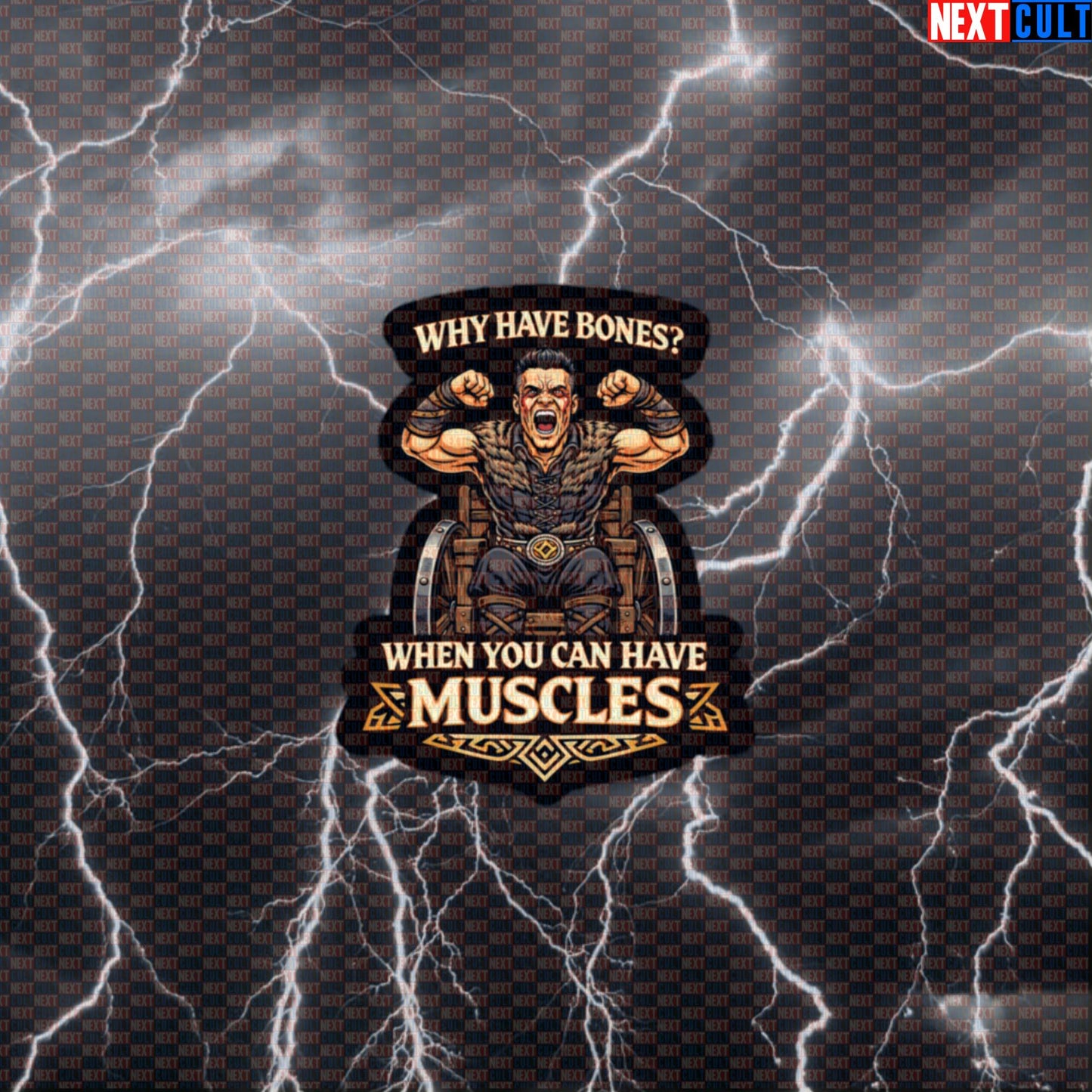 Why Have Bones? Ivar The Boneless Funny Gym Sticker | Viking Workout Decal Default Title Stickers Bodybuilding Fitness Gym TV Vikings Workout Next Cult Brand