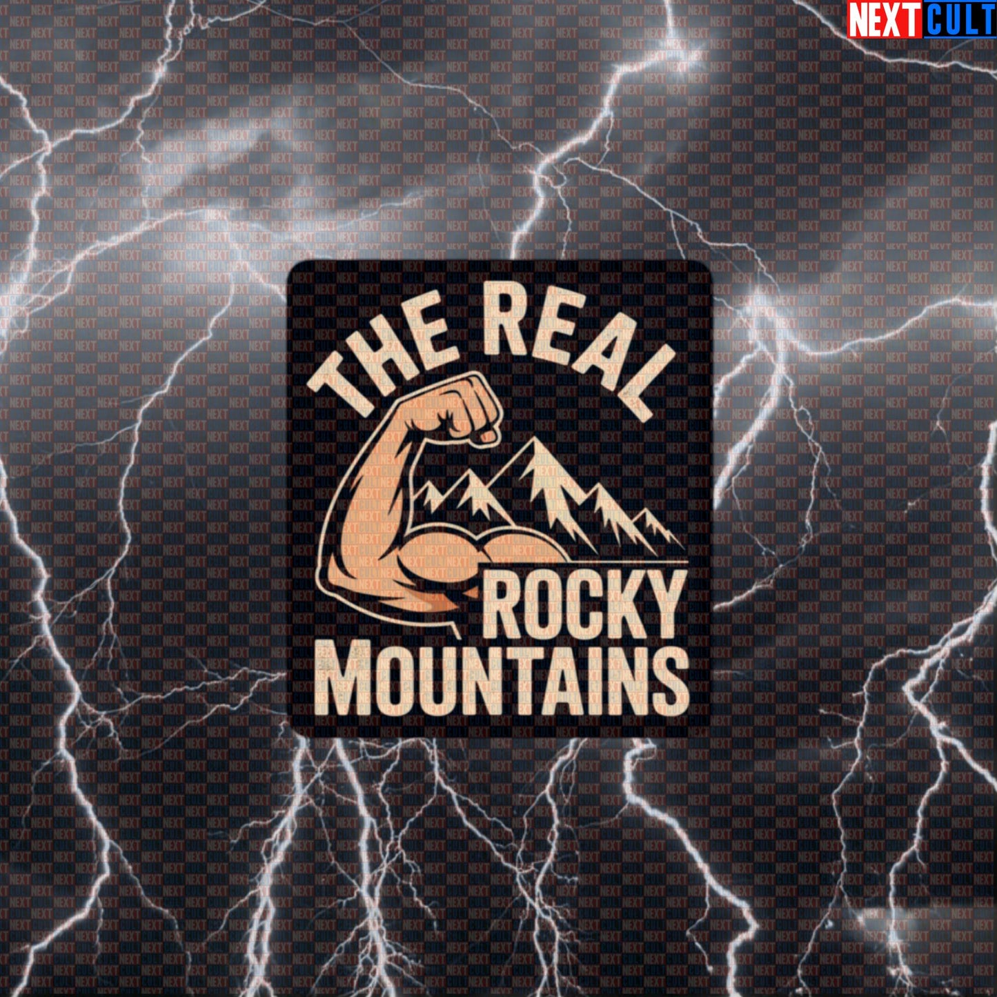 The Real Rocky Mountains Funny Gym Sticker - Bicep Mountain Meme Decal for Gym Gear Default Title Stickers Next Cult Brand