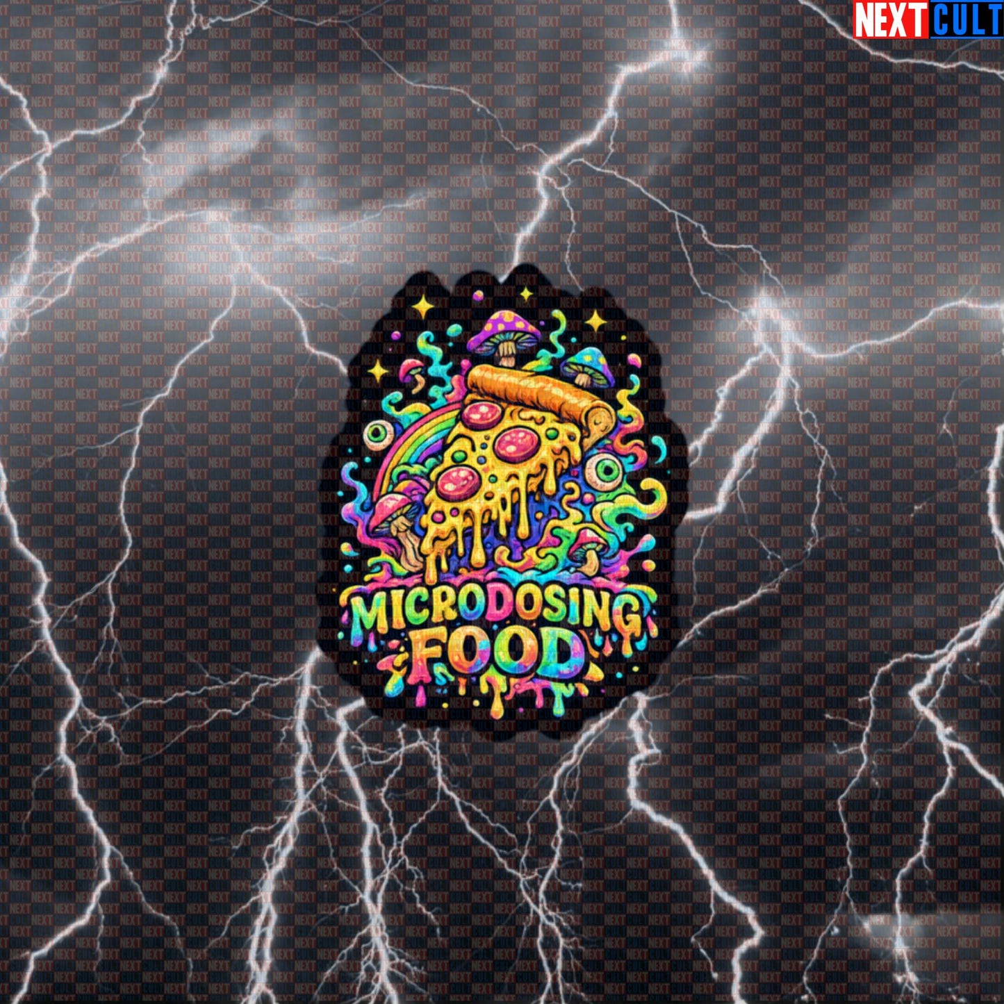 Microdosing Pizza Funny Gym Sticker | Psychedelic Food Decal for Lifters & Gymbros Default Title Stickers Fast Food Fitness Gym Pizza Workout Next Cult Brand