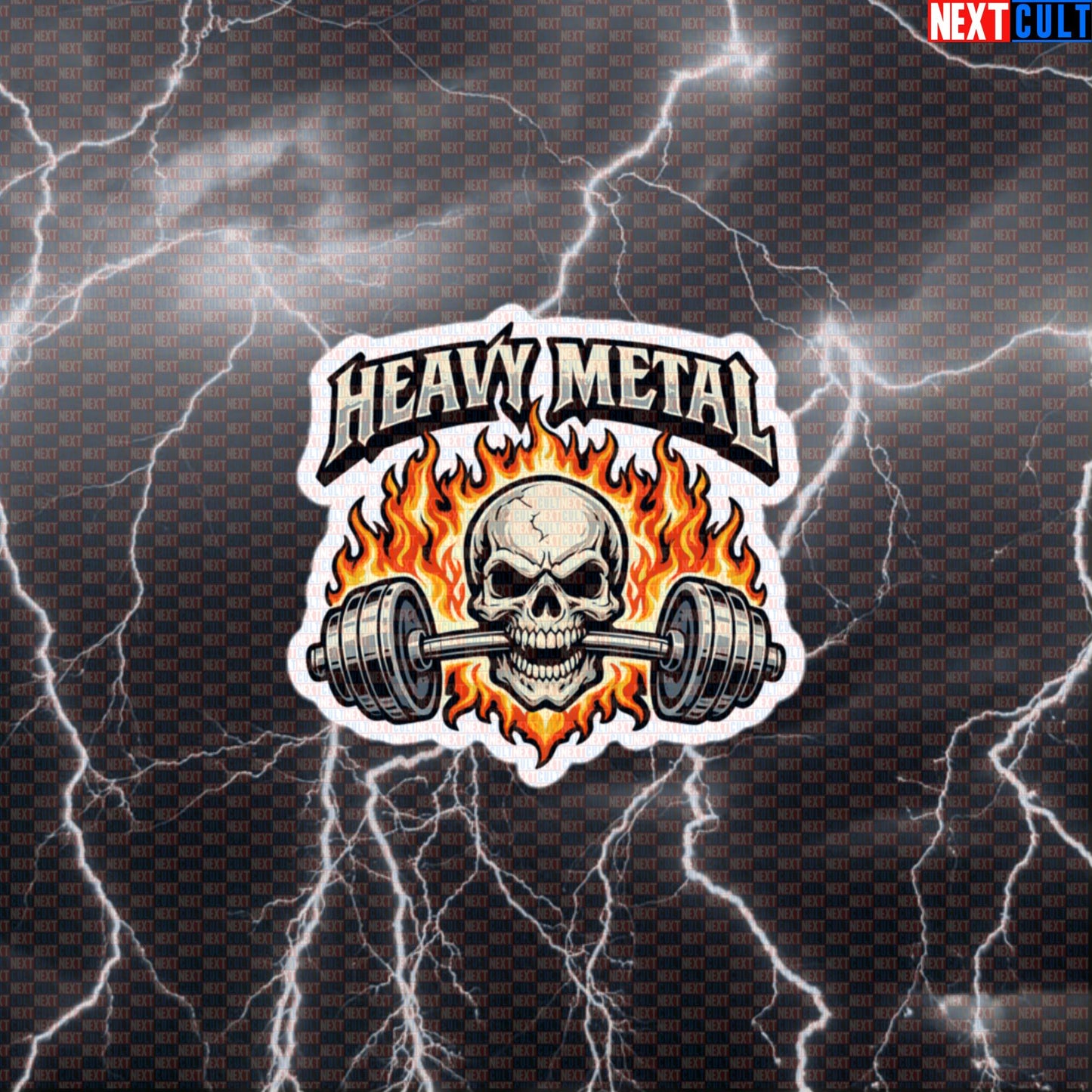 Heavy Metal Gym Lifting Skull Sticker | Funny Workout Decal for Lifters & Bodybuilding Fans Default Title Stickers Next Cult Brand