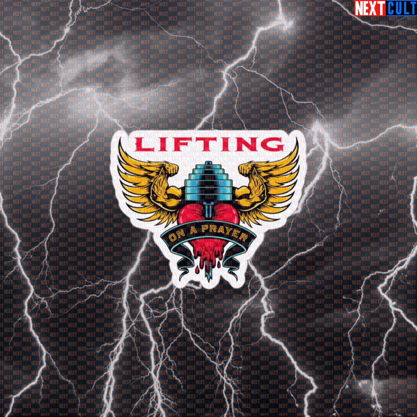 Lifting on a Prayer Funny Gym Sticker - Bon Jovi Gym Meme Decal for Water Bottles & Gym Gear Default Title Stickers Next Cult Brand