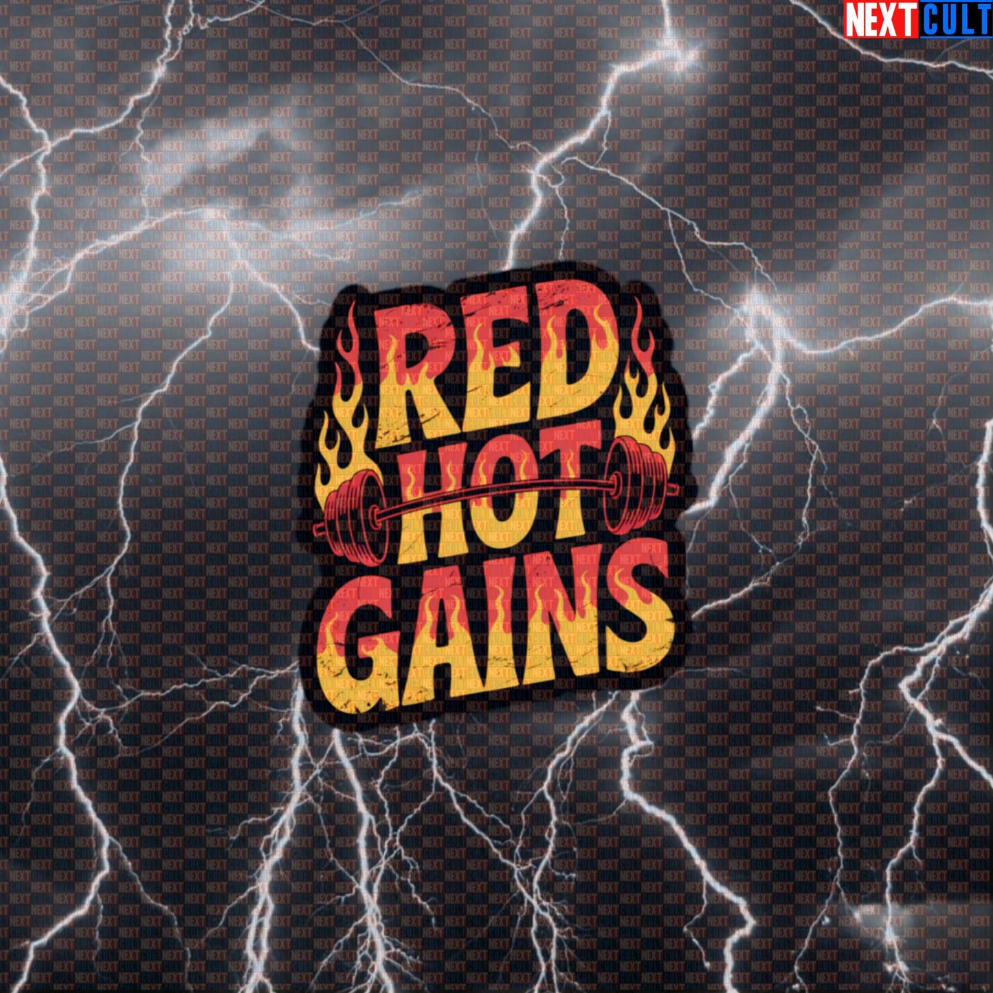 Red Hot Gains Funny Gym Sticker - Rock Music Workout Meme Decal for Gym Gear Default Title Stickers Bodybuilding Fitness Gym Powerlifting Red Hot Chili Peppers Rock Music Workout Next Cult Brand