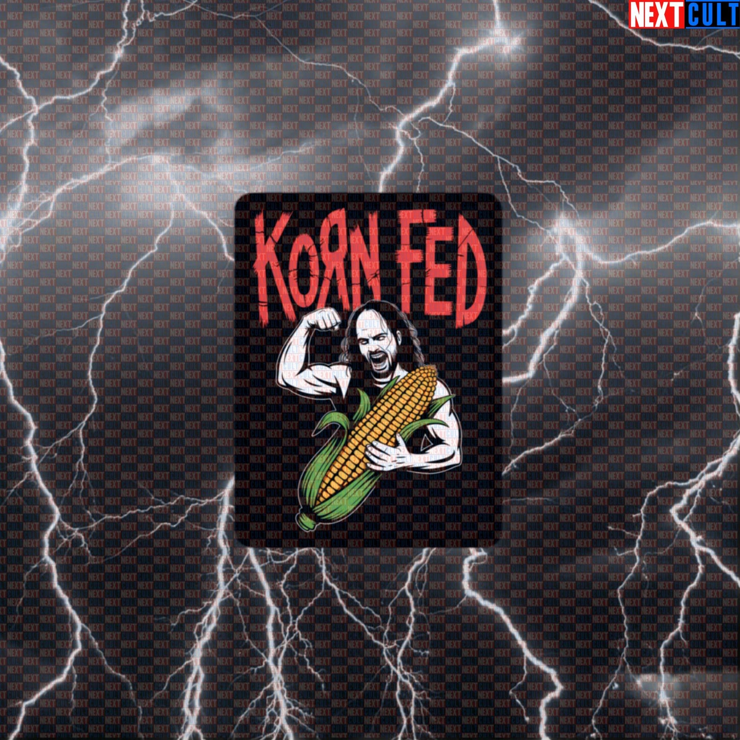 Korn-Fed Funny Gym Sticker - Metalhead Workout Decal for Water Bottles & Gym Gear Default Title Stickers Bodybuilding Fast Food Fitness Gym Korn Workout Next Cult Brand