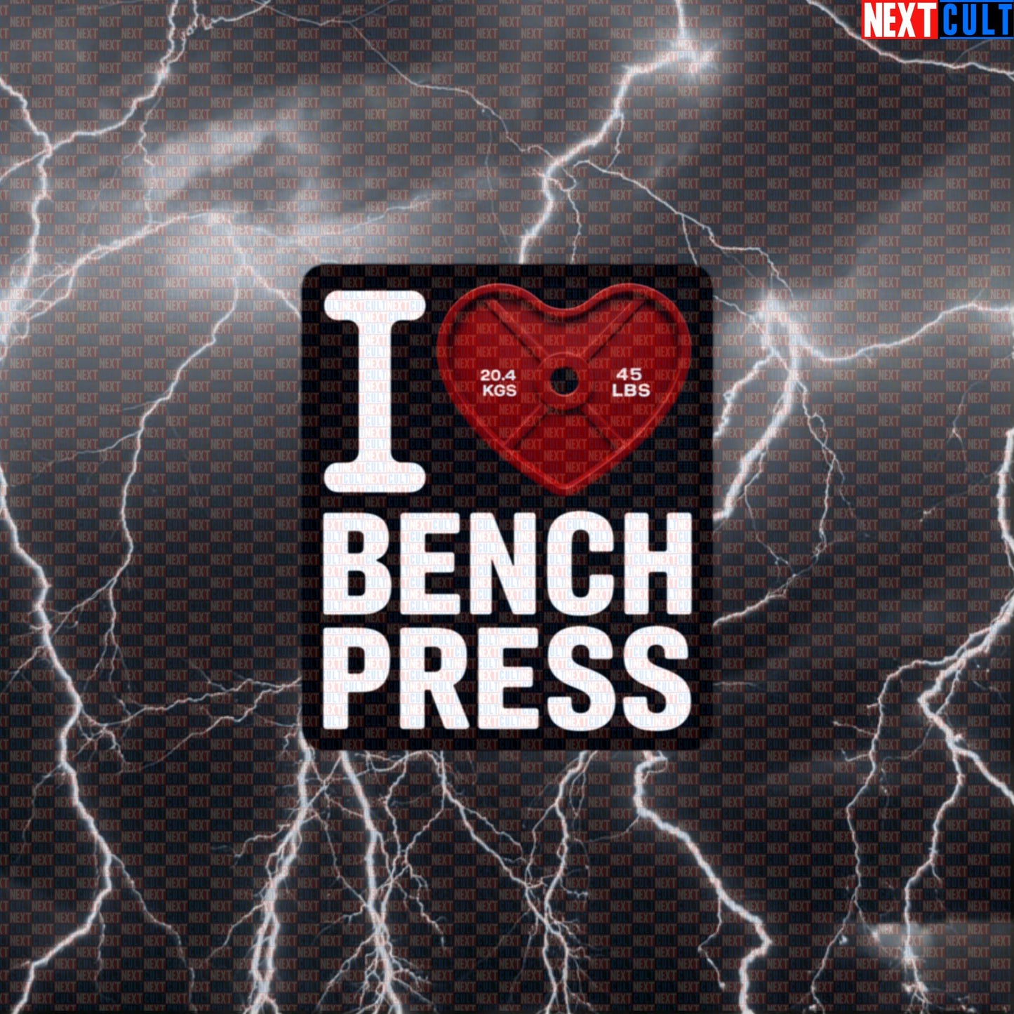 I Love Bench Press Funny Gym Sticker | Red Heart Weight Plate Decal For Lifters Default Title Stickers Bodybuilding Fitness Gym Powerlifting Valentine's Day Workout Next Cult Brand