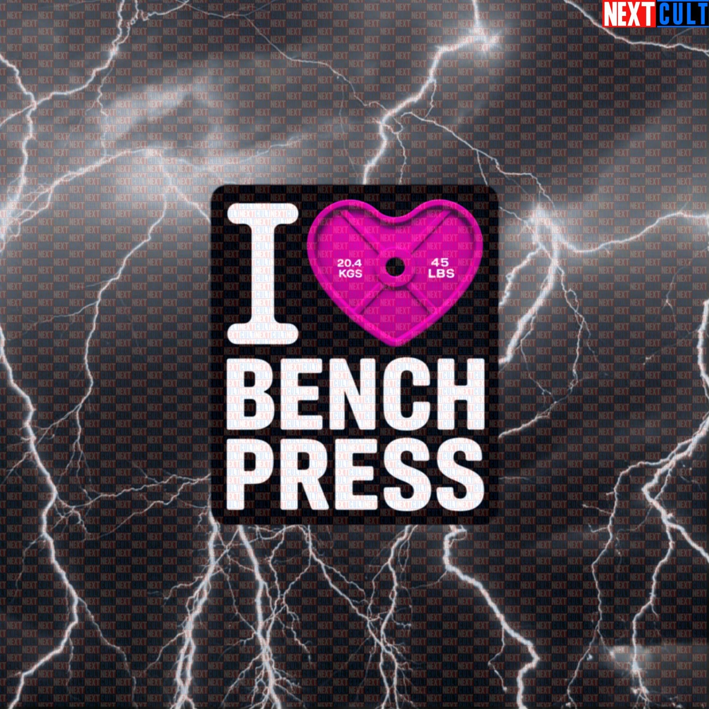 I Love Bench Press Gym Sticker | Funny Pink Heart Weight Plate Decal for Lifters Default Title Stickers Bodybuilding Fitness Gym Powerlifting Valentine's Day Workout Next Cult Brand