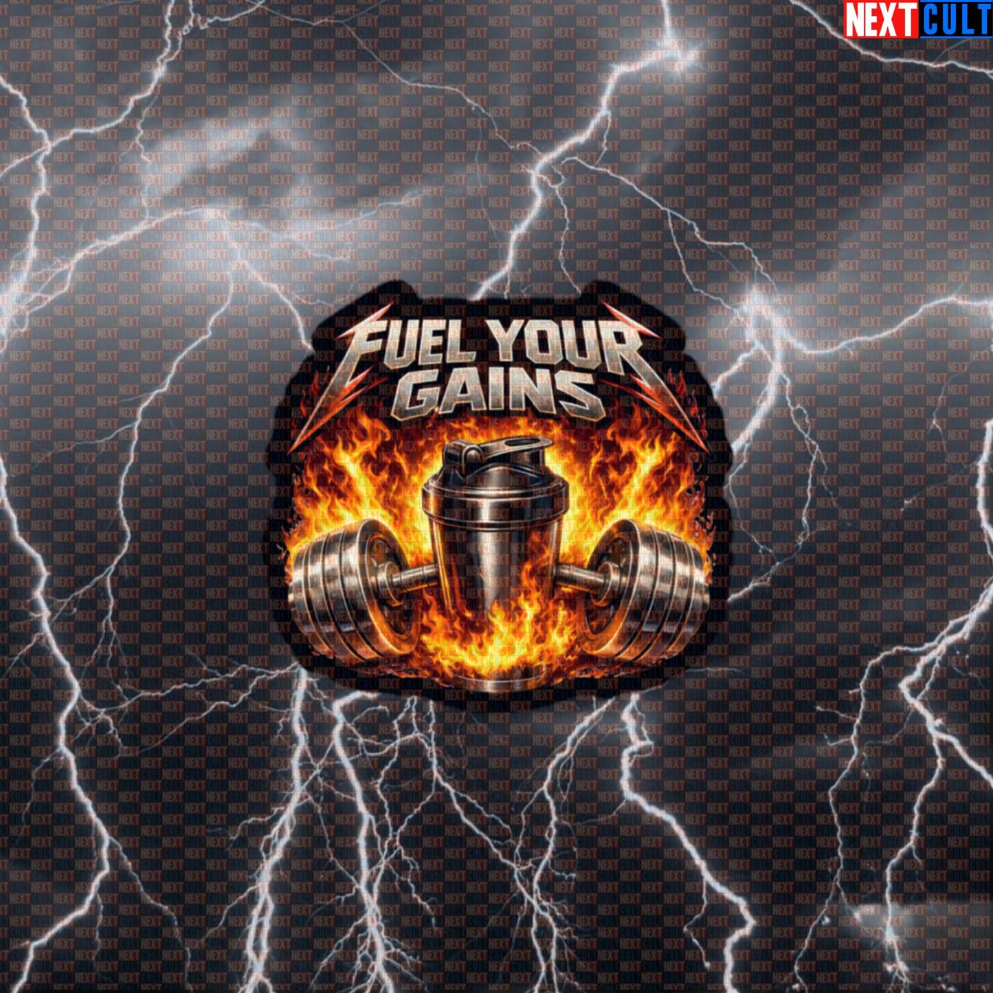 Fuel Your Gains Metallica Funny Gym Sticker — Protein Shakes Rock Music Bodybuilding Meme Decal for Lifters Default Title Bodybuilding Fitness Gym Metallica Powerlifting Rock Music Workout Next Cult Brand