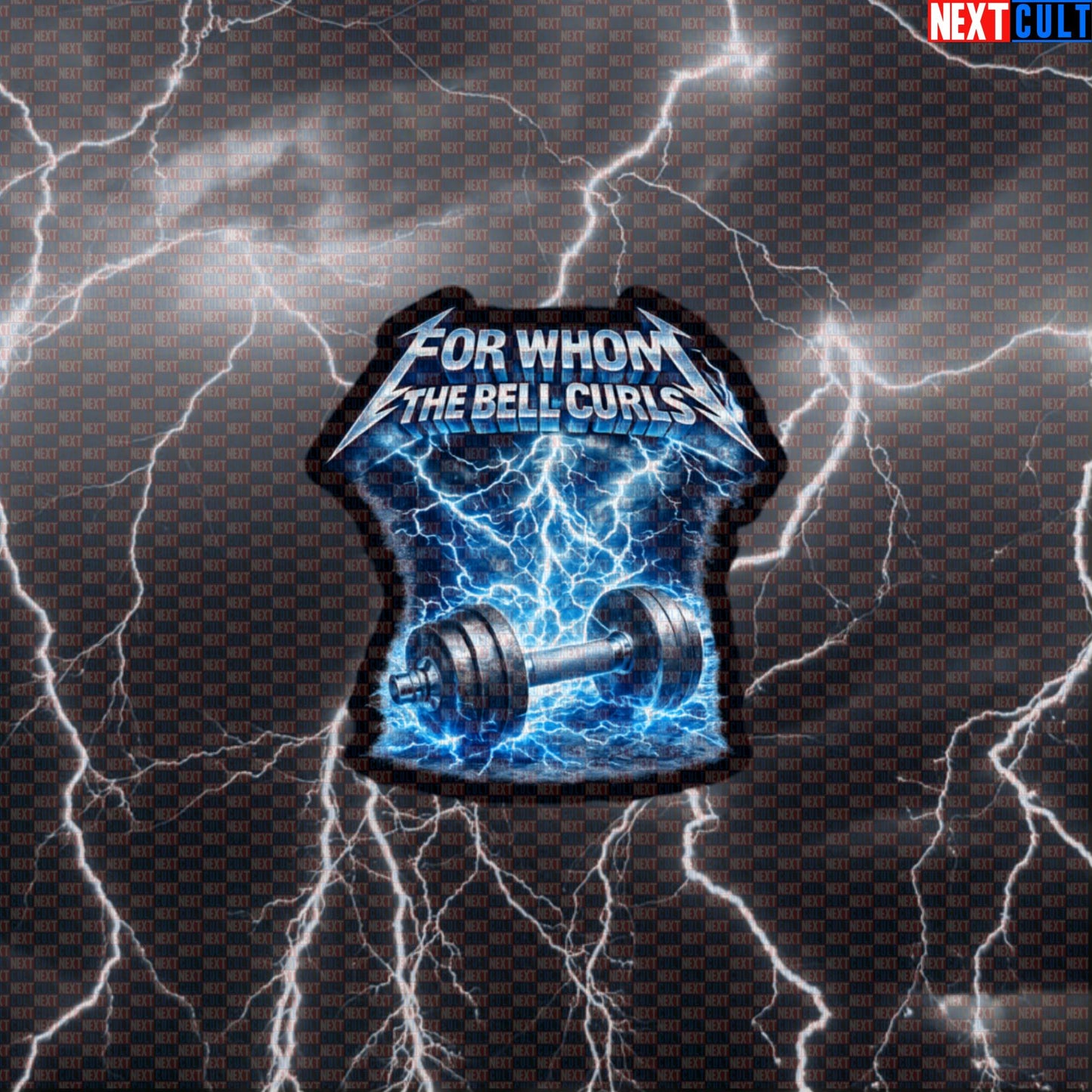 For Whom The Bell Curls Funny Gym Sticker Dumbbell Metallica Workout Decal Heavy Metal Lifting Meme Default Title Bodybuilding Gym Metallica Rock Music Workout Next Cult Brand