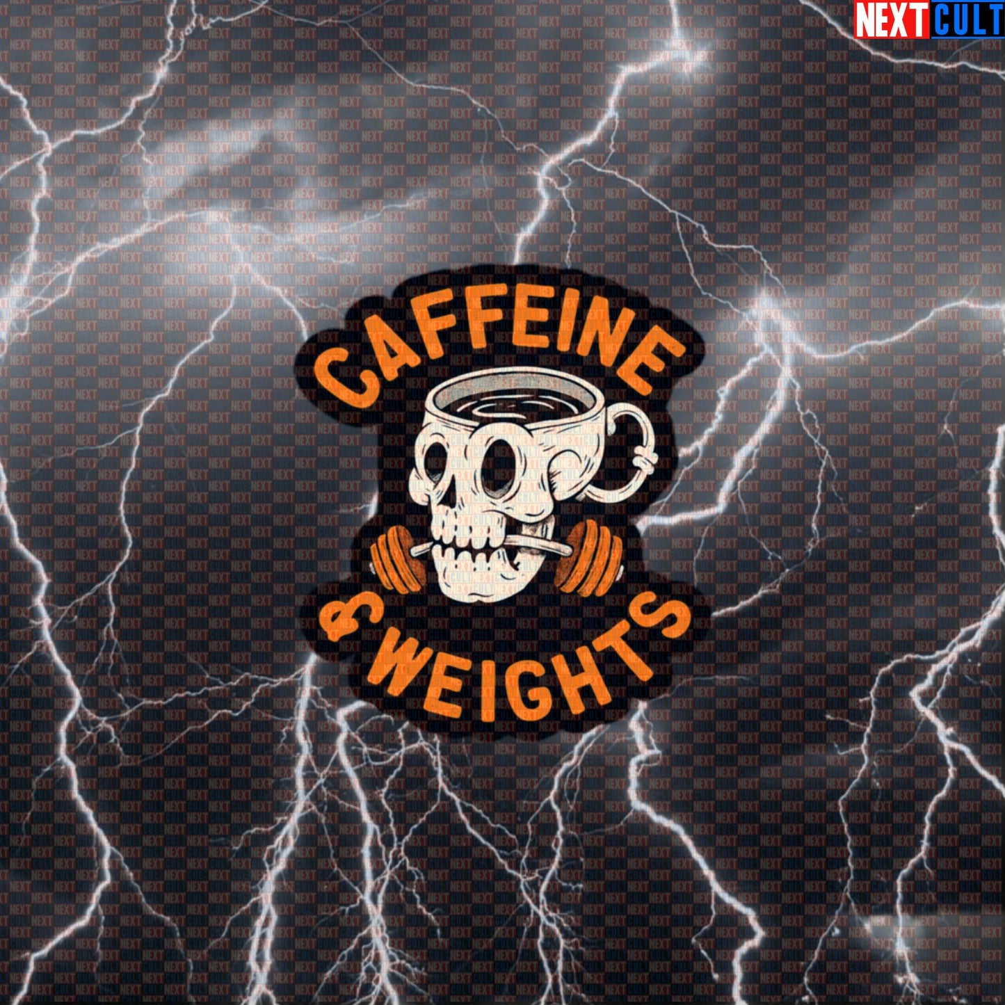 Caffeine & Weights Funny Gym Sticker for Coffee Lovers, Lifting Motivation and Fitness Gear Default Title Bodybuilding Coffee Fast Food Fitness Gym Powerlifting Workout Next Cult Brand