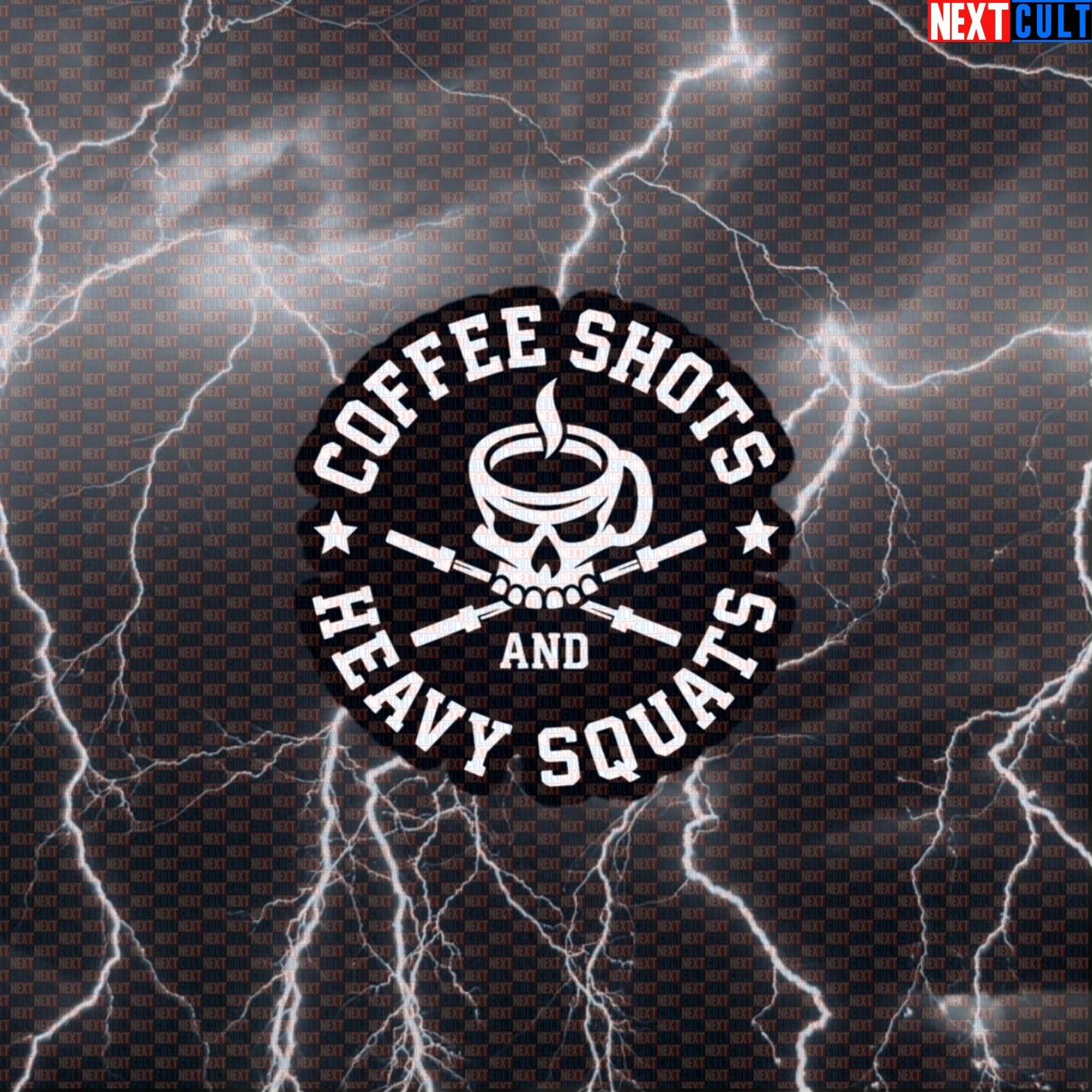 Coffee Shots & Heavy Squats Funny Gym Sticker for Caffeine, Lifting and Squat Motivation Default Title Bodybuilding Coffee Fast Food Fitness Gym Leg Day Powerlifting Workout Next Cult Brand