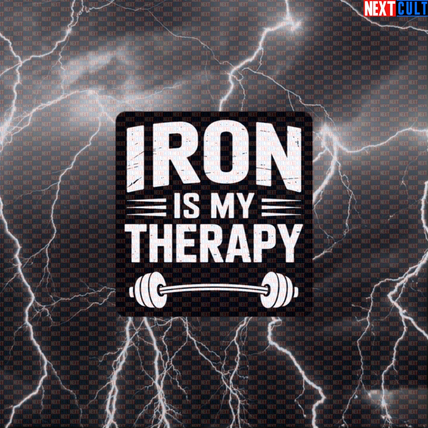Iron Is My Therapy Funny Gym Sticker – Workout Fitness Lifting Bodybuilding Powerlifting Meme Decal Default Title Bodybuilding Fitness Gym Powerlifting Workout Next Cult Brand